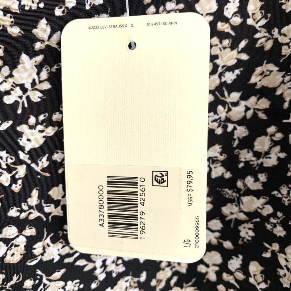 Levi's Levi's Dark Floral Cottagecore Top Puff Sleeve Large Black Size L / US 10 / IT 46 - 7 Thumbnail