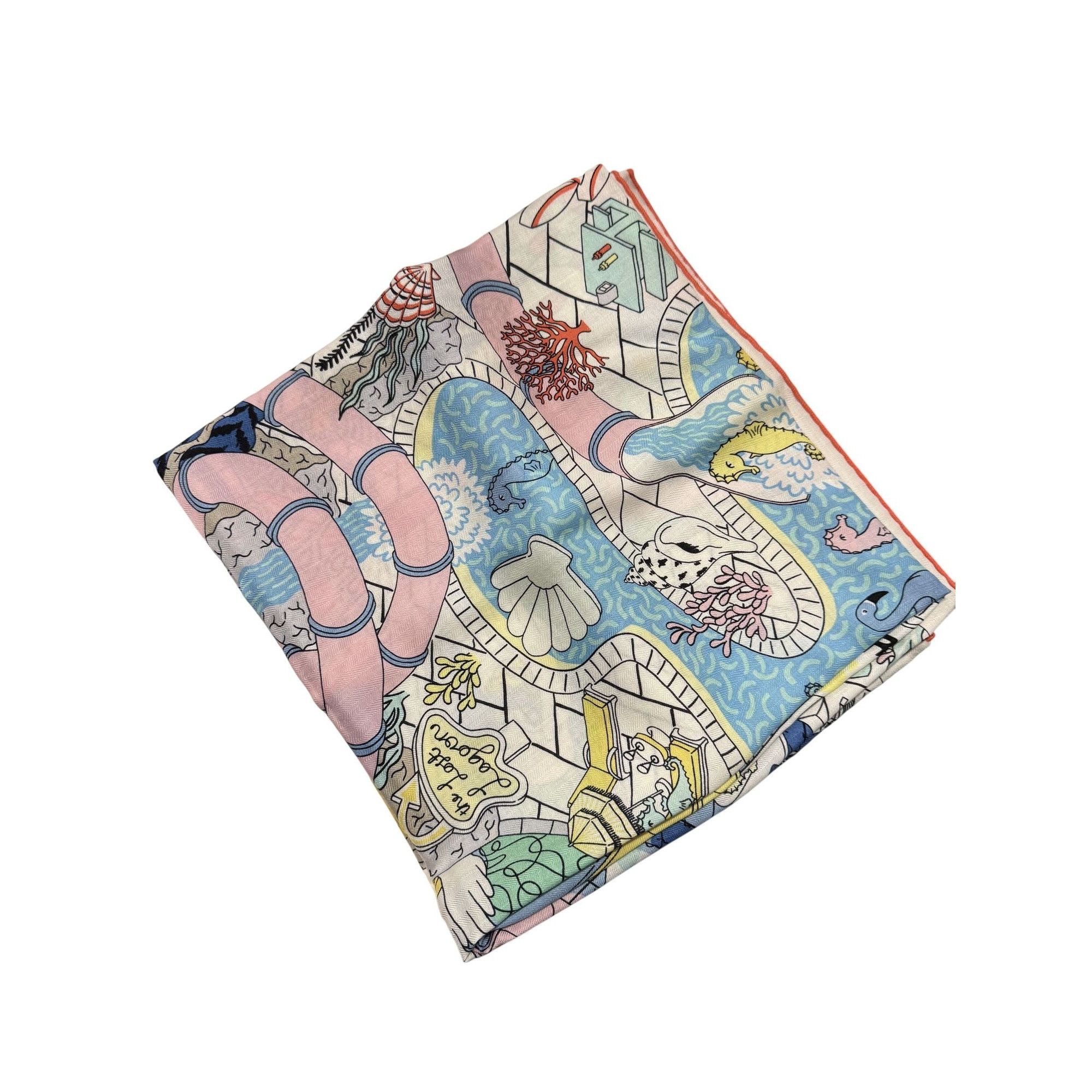 Hermes Hermes "One Snack" Scarf Made In France 70% Cashmere 30% Sil Size ONE SIZE - 4 Thumbnail