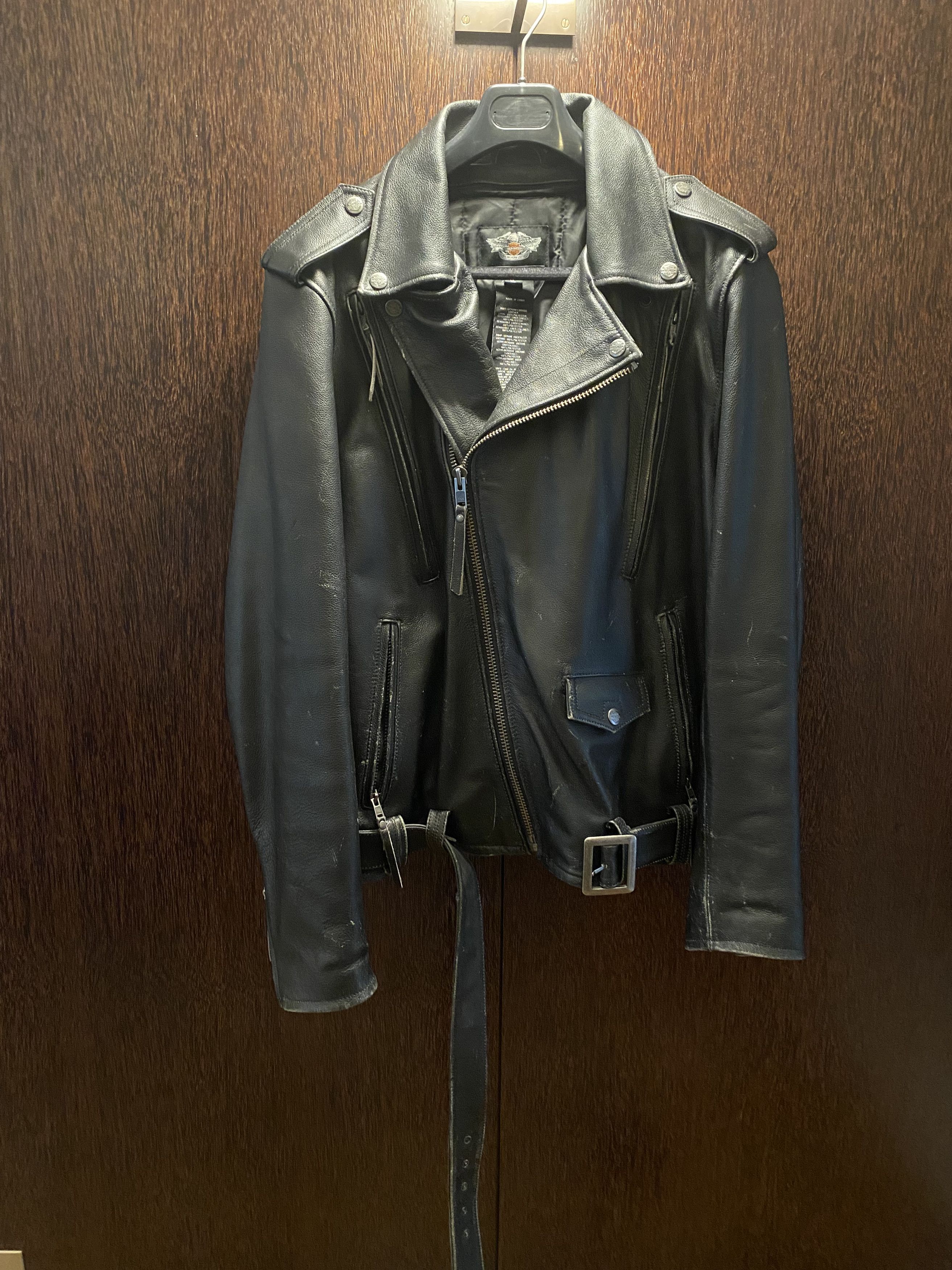 Harley Davidson HEAVY "OG" LEATHER BELT JACKET Size US XL / EU 56 / 4 - 1 Thumbnail