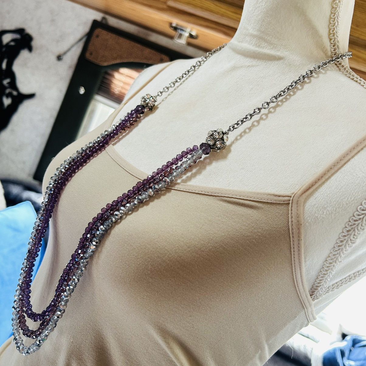 Other Triple strand faceted glass crystal rhondelle disco necklace Size ONE SIZE - 3 Thumbnail