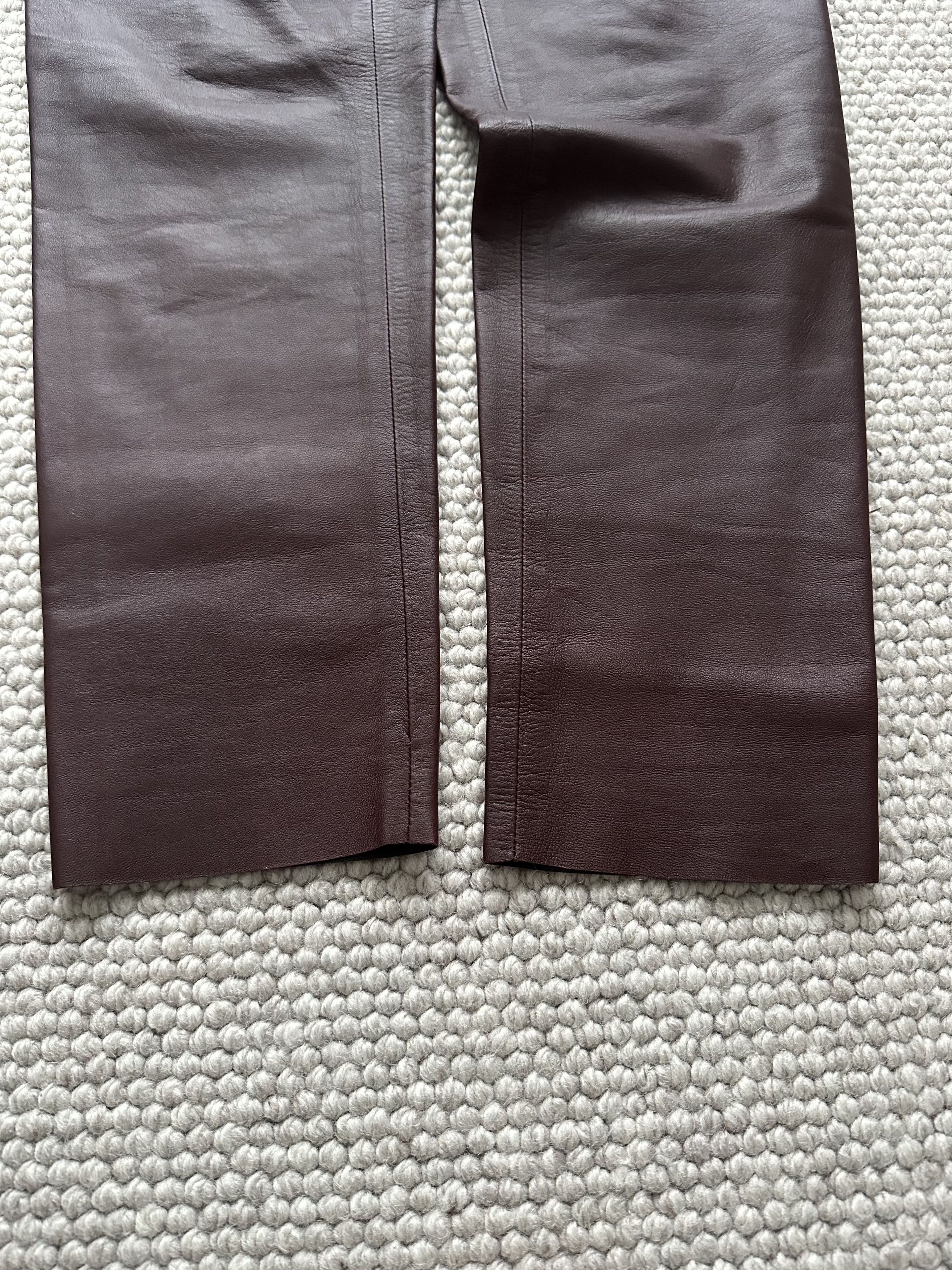 Gucci GUCCI lined burgundy / maroon brown soft leather pants Size 27" / US 4 / IT 40 - 14 Thumbnail