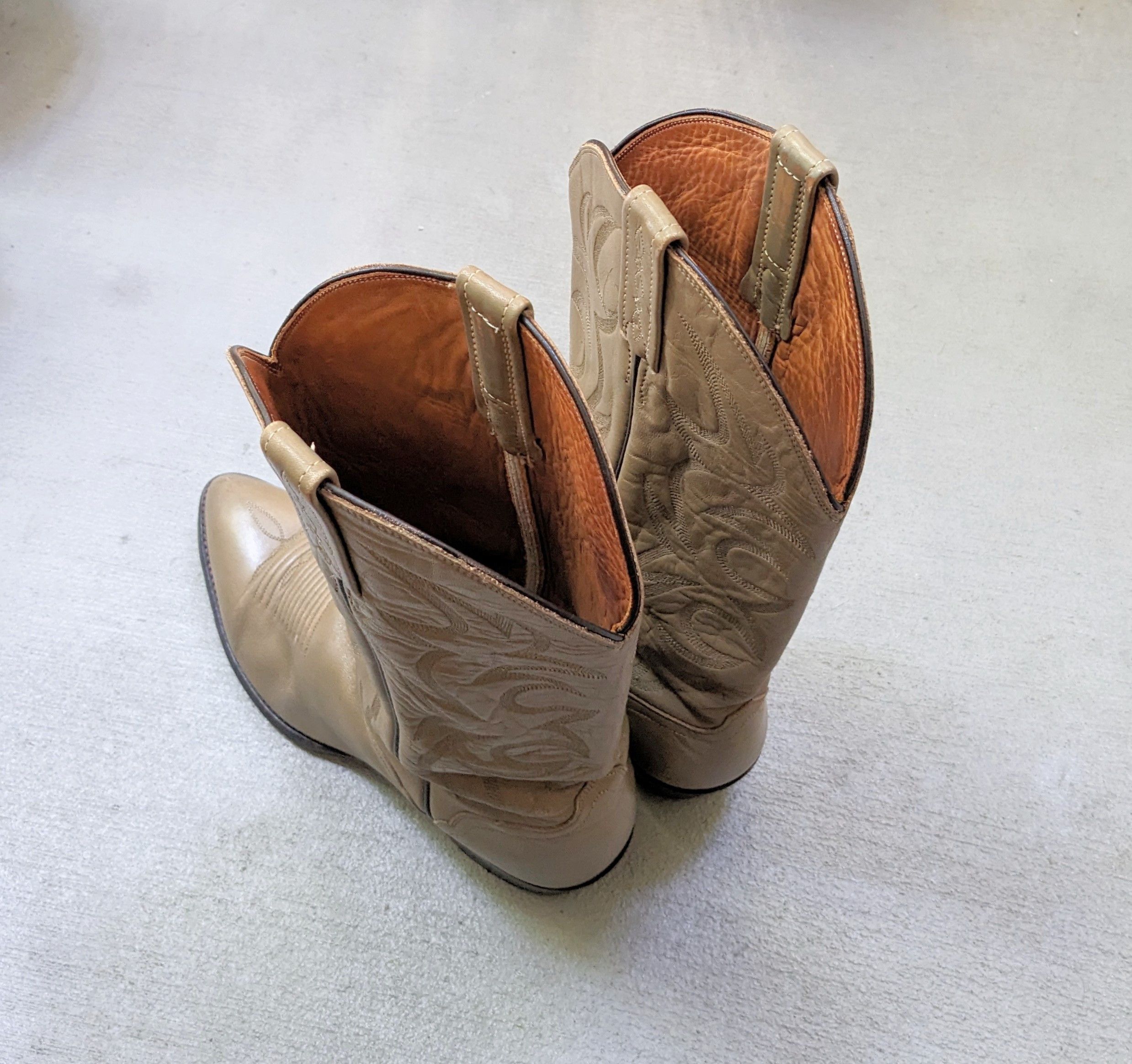 Genuine Leather El Dorado Cowboy Boots Taupe Leather 9 Western Botas Size US 9 / EU 42 - 11 Thumbnail