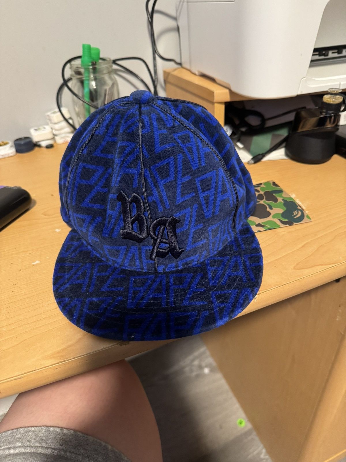 Bape BAPE Bape Logo Monogram Velour Cap. Size Medium Size 36 - 1 Thumbnail