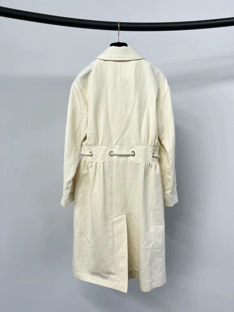Loro Piana LORO PIANA White cotton blended linen coat with long colla Size XS / US 0-2 / IT 36-38 - 2 Thumbnail