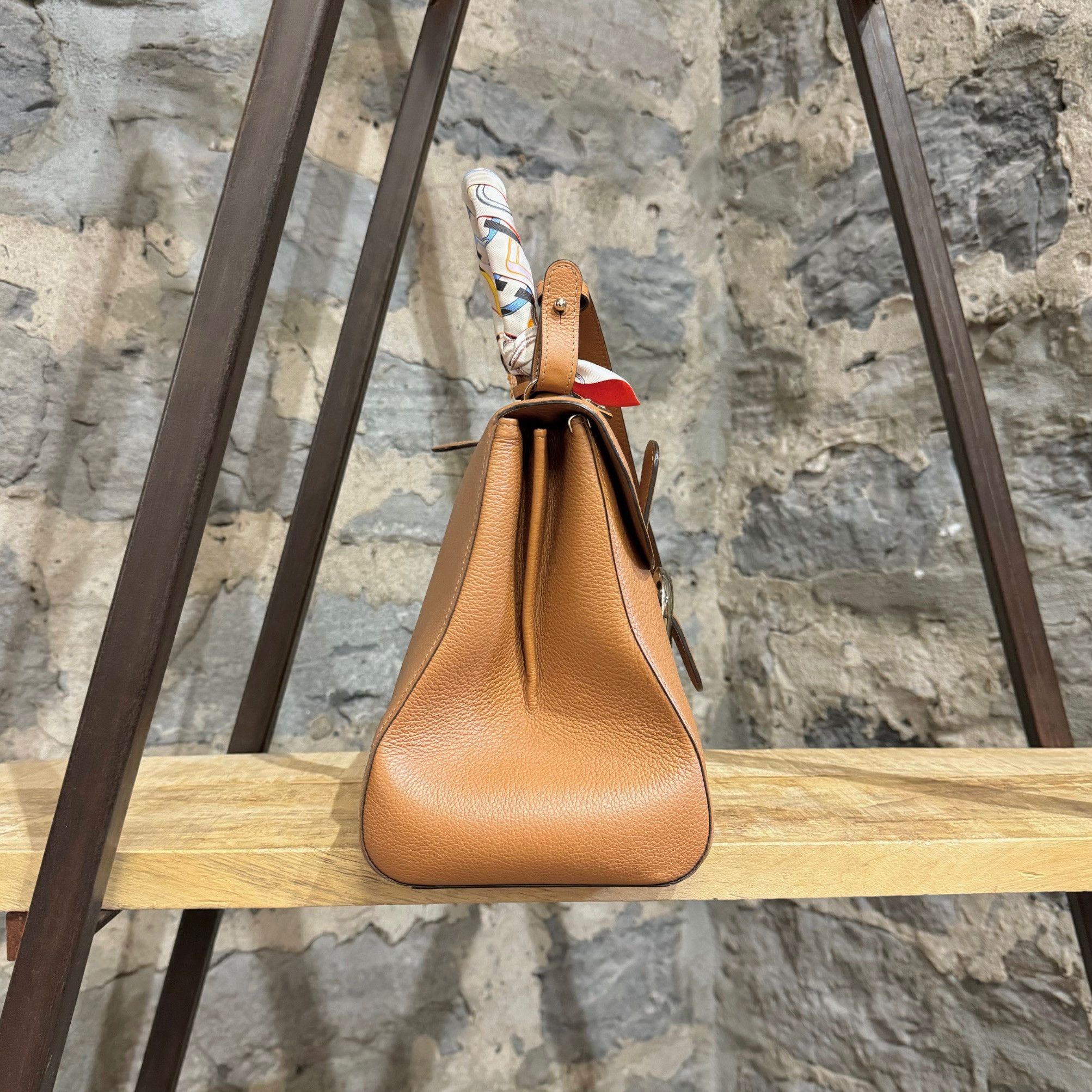 Delvaux Delvaux Brillant MM Brown Handbag With Strap & Hermès Twilly Size ONE SIZE - 7 Thumbnail