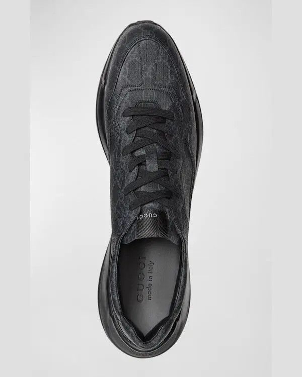 Gucci o1s1wg110325 Men's GG Rhyton Sneakers in Black Size US 14 / EU 47 - 4 Thumbnail