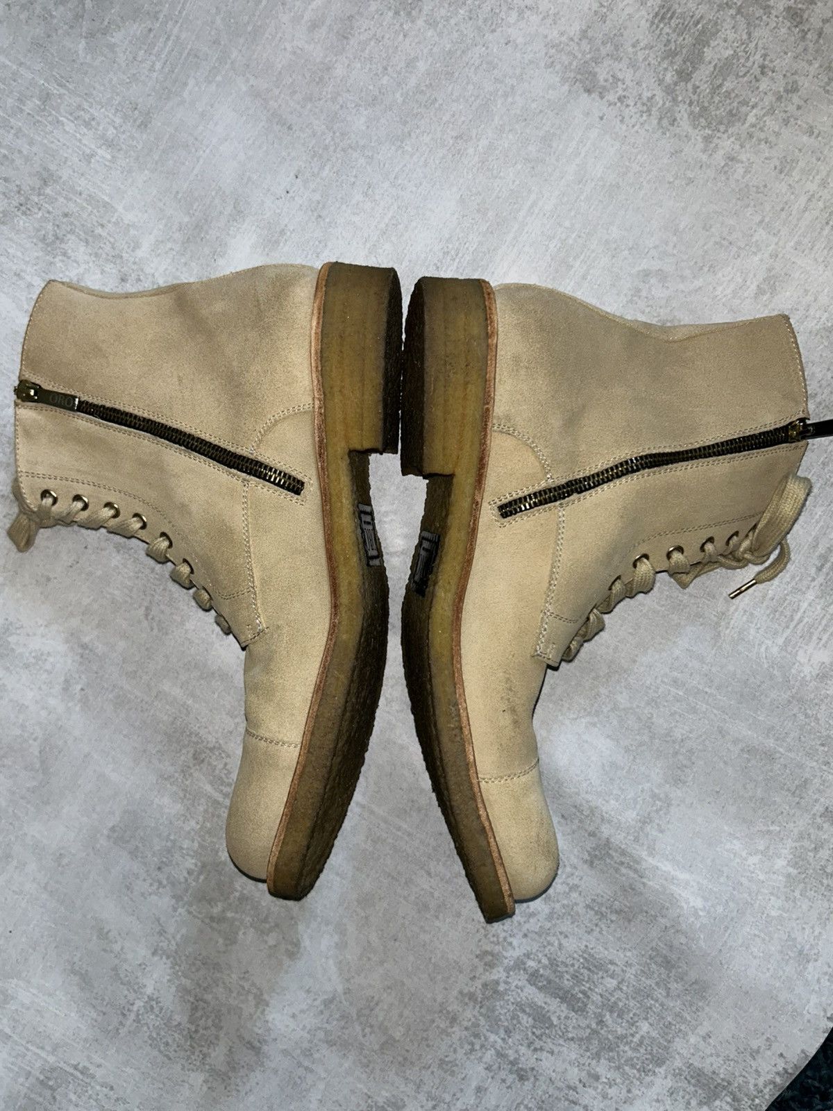 Oro Los Angeles ORO Los Angeles Beige Crepe Suede Combat Boots Size 10 Size US 10 / EU 43 - 5 Thumbnail