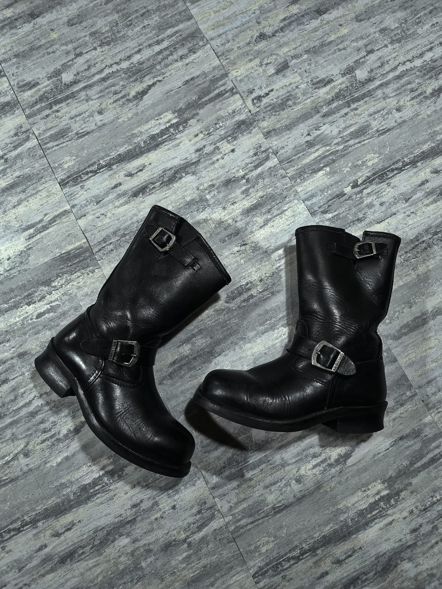 Other Vintage Black Leather Harness Moto Girl Steel Toe Boots Size US 7.5 / IT 37.5 - 2 Thumbnail