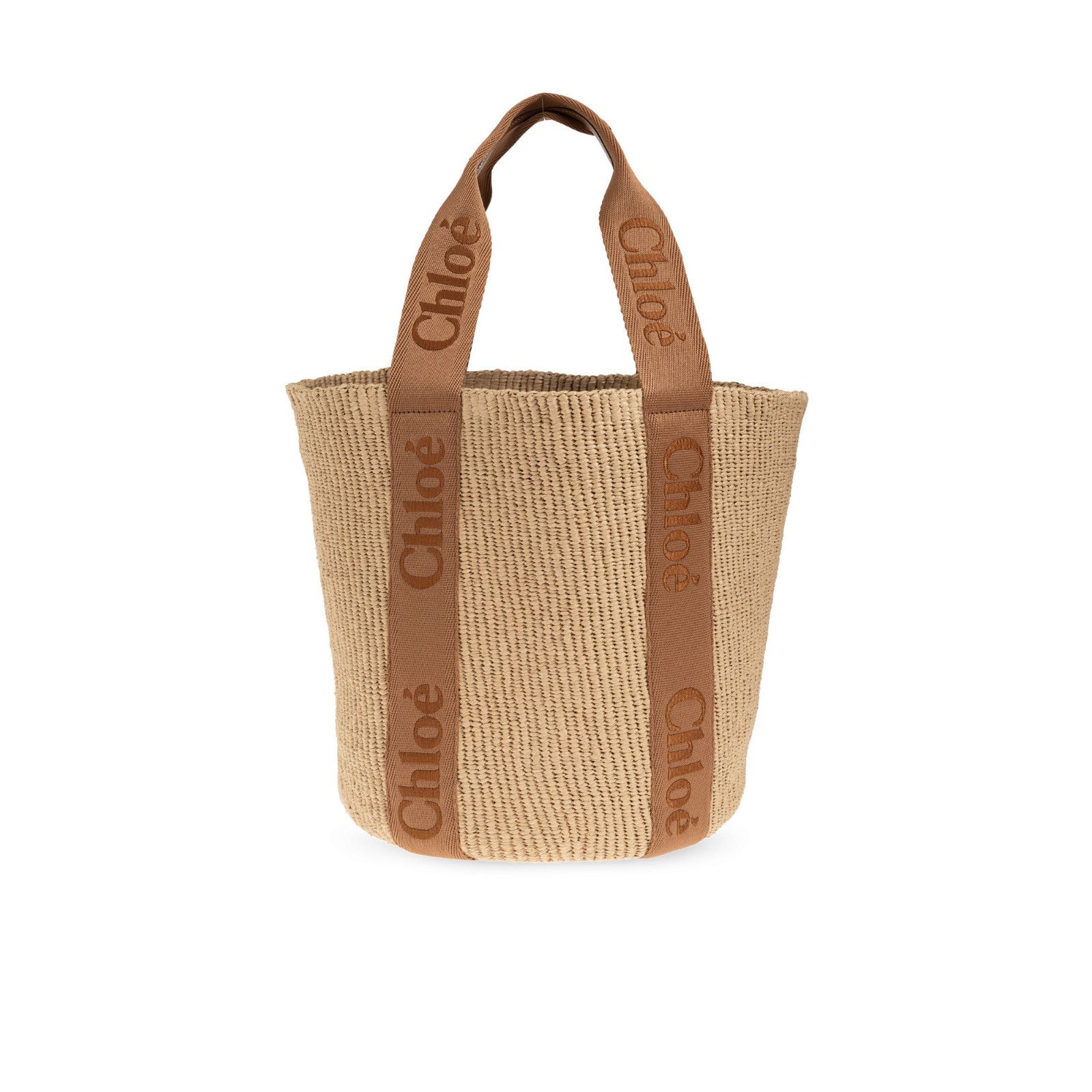 Chloe Chloe Large Basket Tote Brown Raffia-Effect Linen Shoulder B Size ONE SIZE - 1 Thumbnail