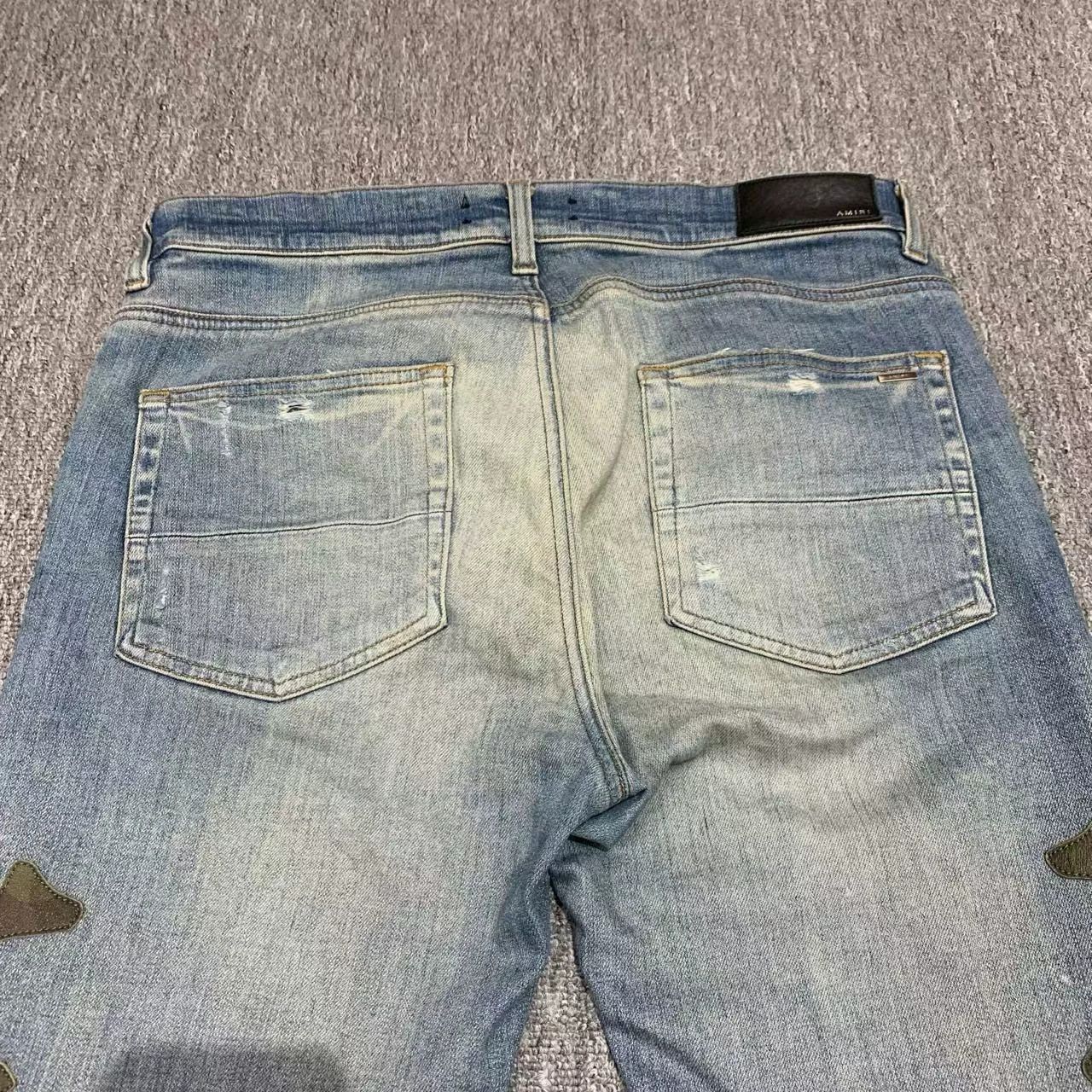 Amiri AMIRI Blue Bone and Leather Patchwork Jeans Size US 33 - 3 Thumbnail