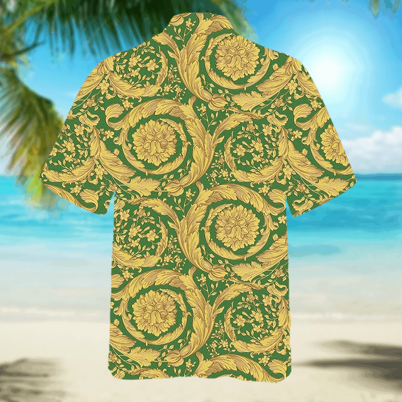 The Unbranded Brand Oriental Barocco Green & Gold Short-Sleeved Shirt Size US M / EU 48-50 / 2 - 4 Thumbnail