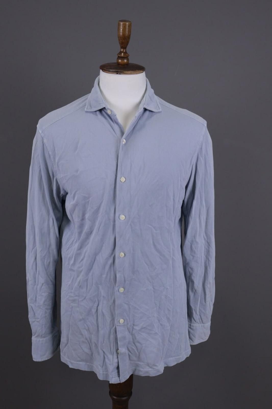 Designer Boggi Milano Italian Style Blue Down Dress Shirt Size 39 Size US M / EU 48-50 / 2 - 1 Thumbnail