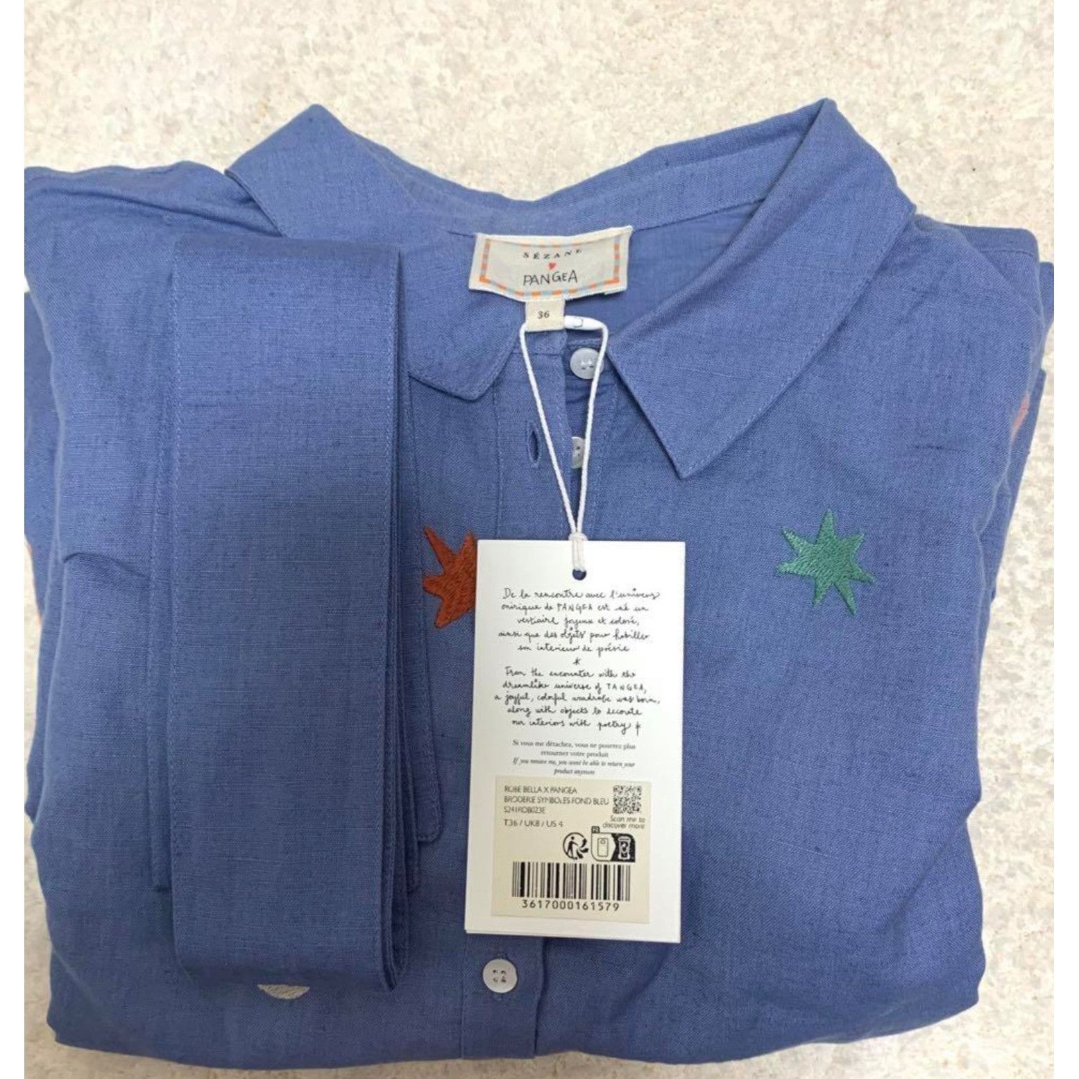 Sezane NWT SEZANE Pangea blue multicolor embroidered linen Bella MI Size S / US 4 / IT 40 - 2 Thumbnail
