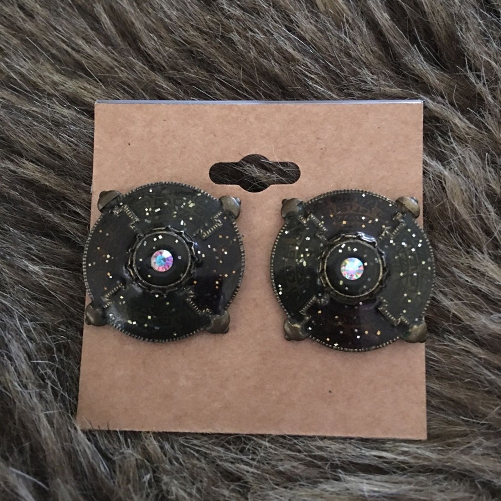 Vintage Vintage galaxy enamel sparkle pierced earrings Size ONE SIZE - 2 Thumbnail