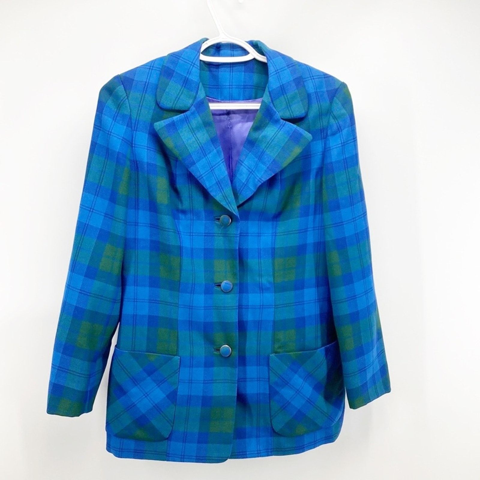 Vintage Vintage Al Jean wool plaid fitted blazer 80s academia size S Size S / US 4 / IT 40 - 1 Thumbnail