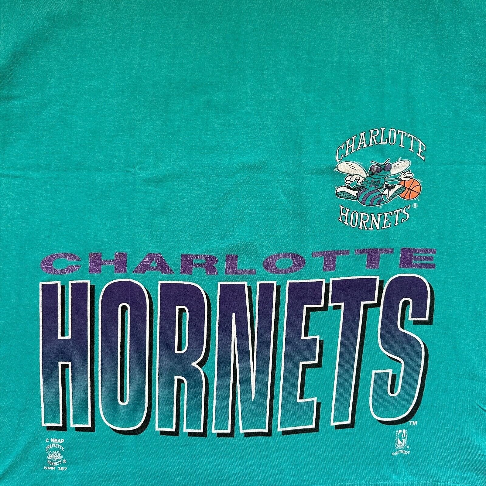 Nutmeg Vintage Charlotte Hornets T-Shirt size XL Size US XL / EU 56 / 4 - 3 Thumbnail