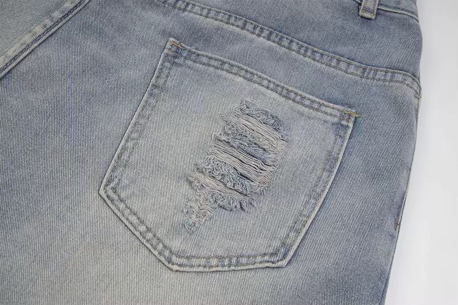 Other Washed Rhinestone River Denim Vintage Ripped Hole Shorts Y2k Size US 30 / EU 46 - 8 Thumbnail