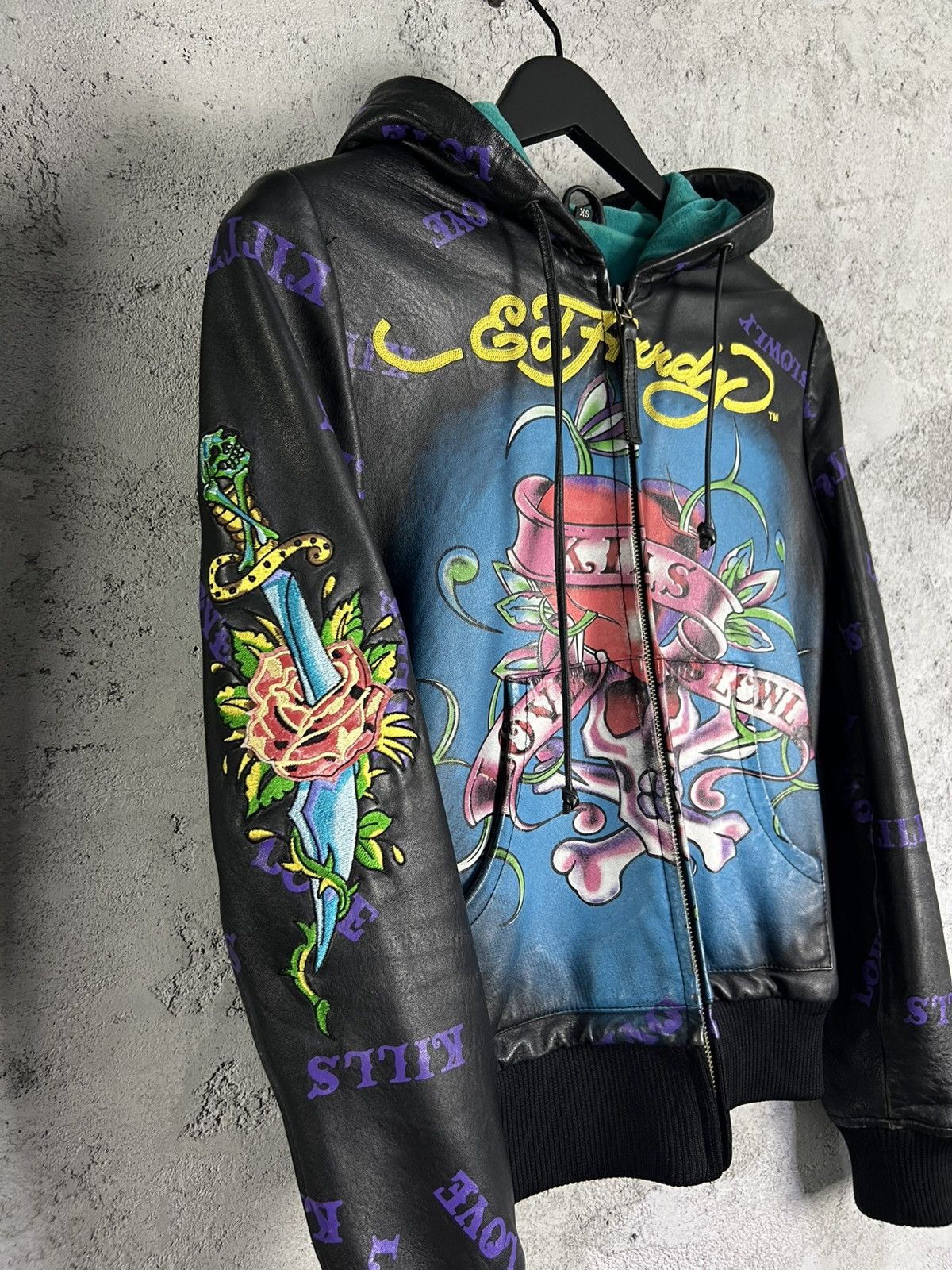 Ed Hardy Vintage Ed Hardy leather jacket "Love Kills Slowly" S Size XS / US 0-2 / IT 36-38 - 3 Thumbnail