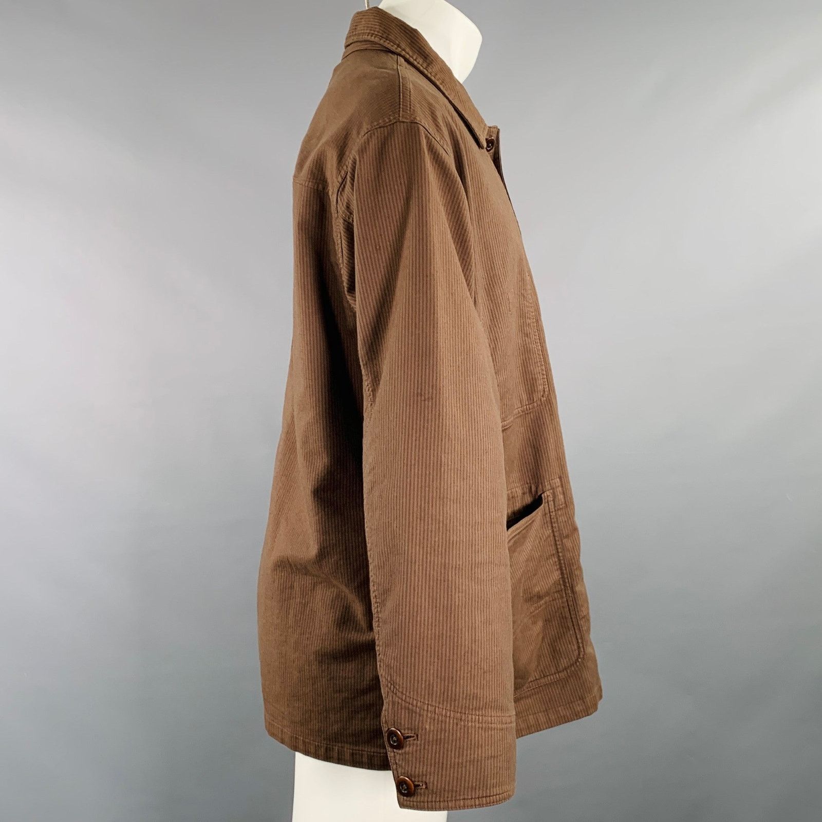 Ts(S) TS(s) Brown Stripe Cotton Oversized French Chore Jacket Size US M / EU 48-50 / 2 - 3 Thumbnail