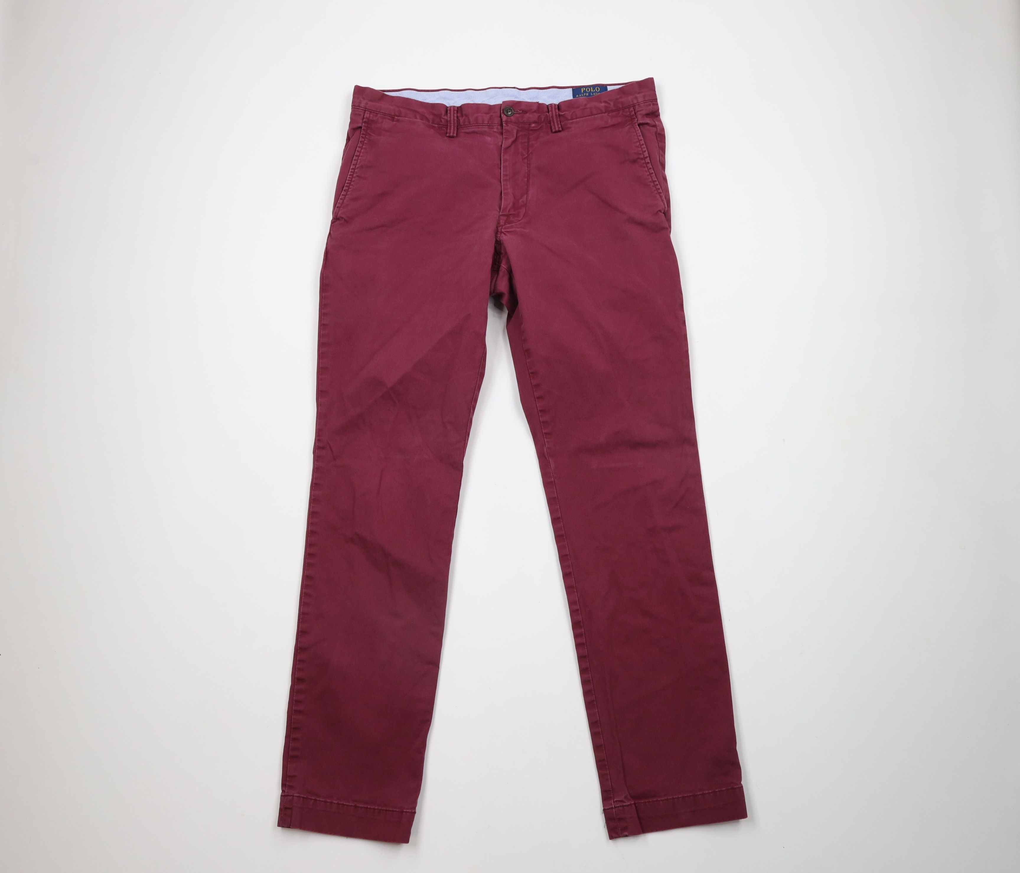 Ralph Lauren × Vintage Vintage Ralph Lauren oz Cotton Twill Chino Pants Burgundy Size US 34 / EU 50 - 1 Thumbnail