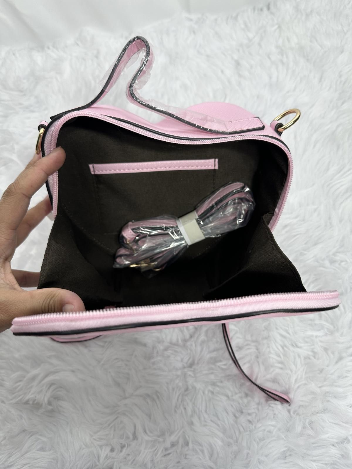 Other Pink Velvet Lingerie Set with Heart-Shaped Crossbody Bag Size ONE SIZE - 4 Thumbnail