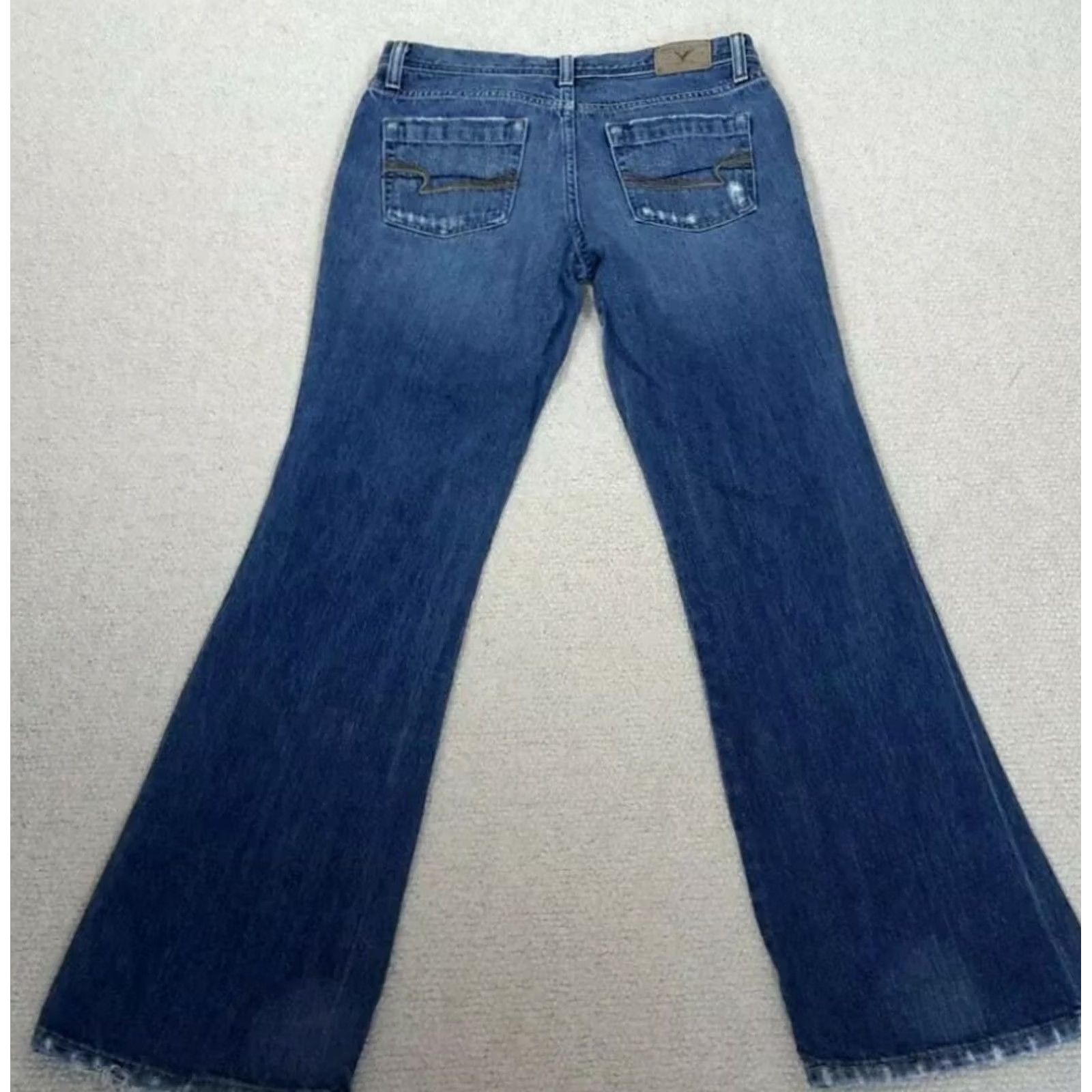 American Eagle Outfitters VINTAGE American Eagle Outfitters Favorite Flare Jeans Women's Size 2 Regular 28 in Denim Blue Cotton Embroidered 31 in Inseam Size 26" / US 2 / IT 38 - 6 Thumbnail