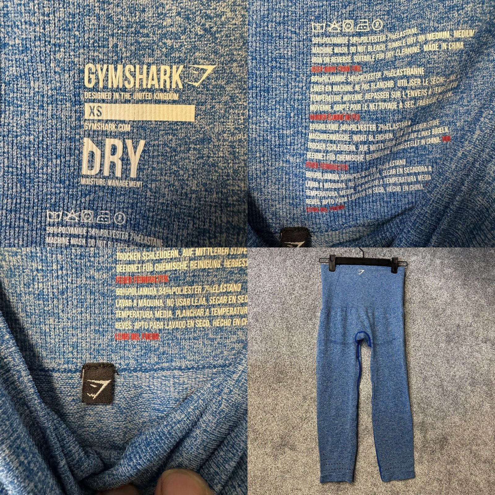 Gymshark Gymshark Leggings Womens XS Blue Seamless High Rise Cropped Capri DRY Wicking Size 26" / US 2 / IT 38 - 8 Thumbnail