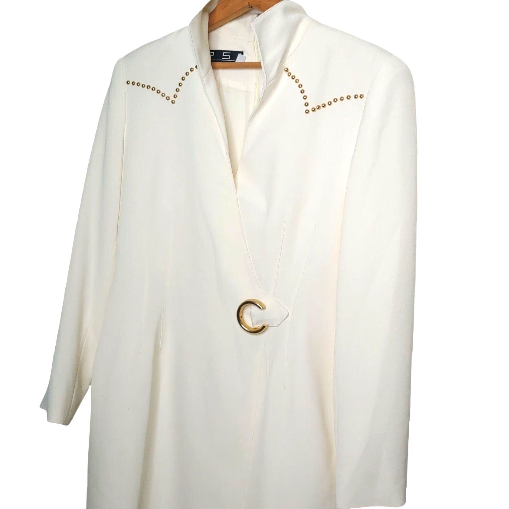 Insight VINTAGE PSI Night Western Wear Dress Shirt Dress Women 10 Ivory Studded USA Cowboy Rancher Formal Size L / US 10 / IT 46 - 2 Thumbnail
