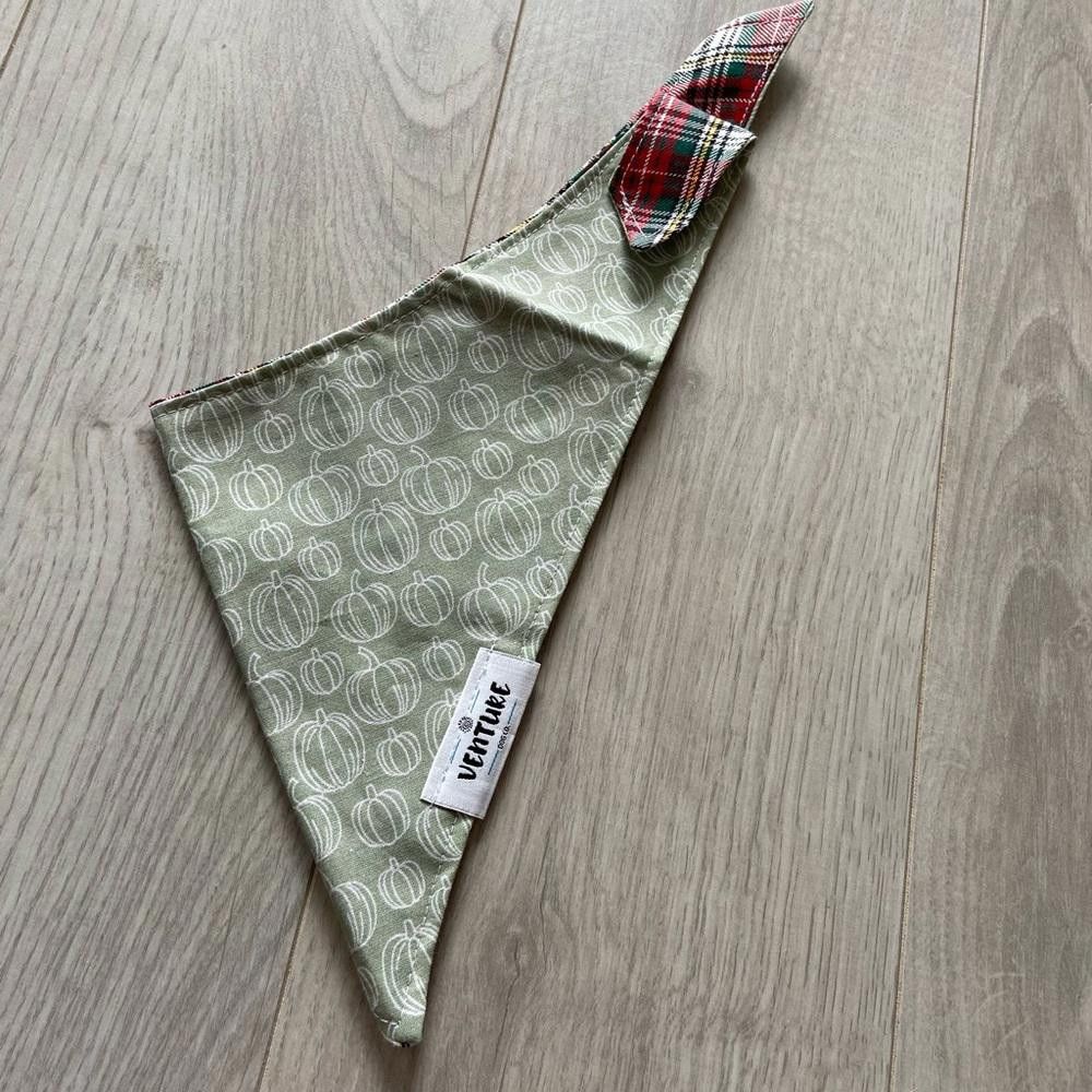 Designer Venture Dog Co Pumpkin and Plaid Dog Bandana Size ONE SIZE - 3 Thumbnail