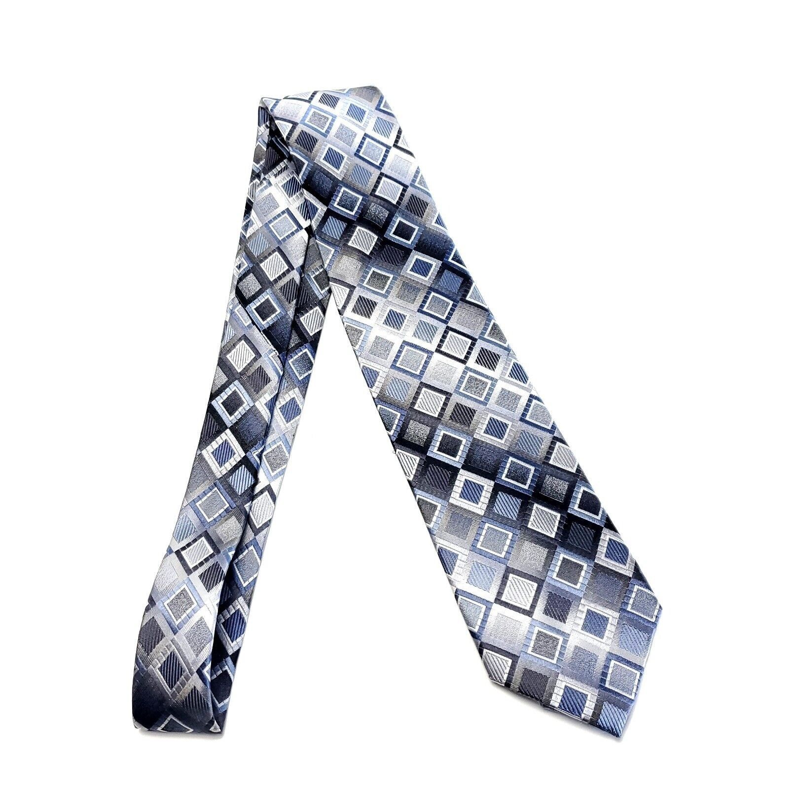 Pierre Cardin Pierre Cardin Blue Silver Geometric Woven Silk Tie Size ONE SIZE - 6 Thumbnail