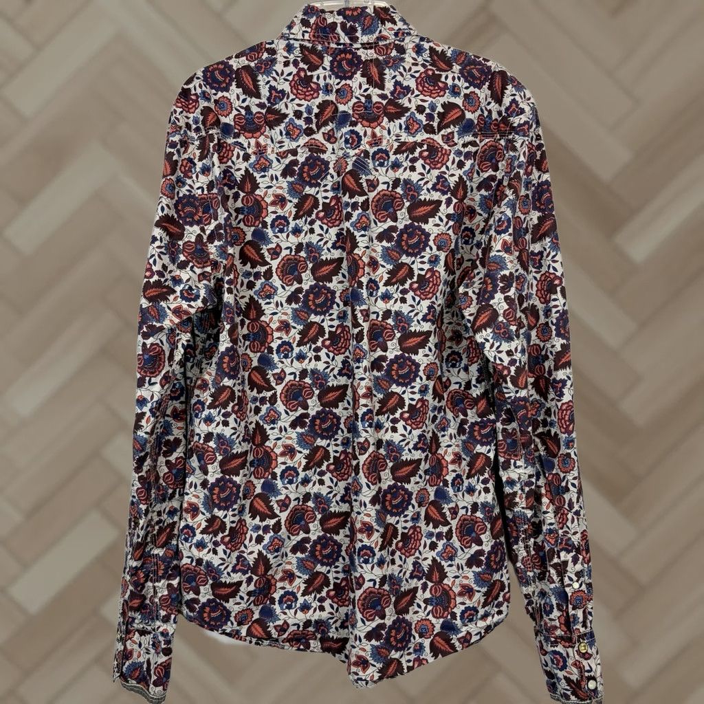 Scotch & Soda Scotch & Soda Shirt Mens M Floral Western Button-Up Beige Cotton Long Sleeve Casual Size US M / EU 48-50 / 2 - 1 Thumbnail