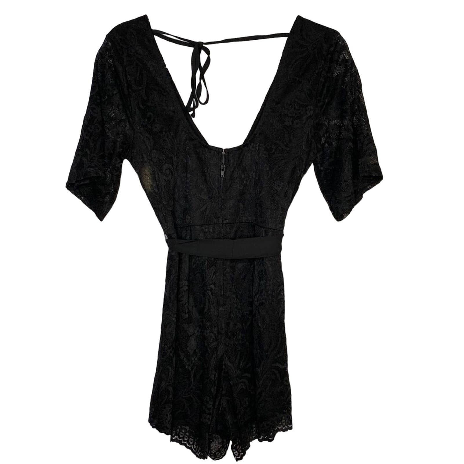 Other Miami Black Lace Surplice Romper Ribbon Tie Small Size 27" / US 4 / IT 40 - 5 Thumbnail