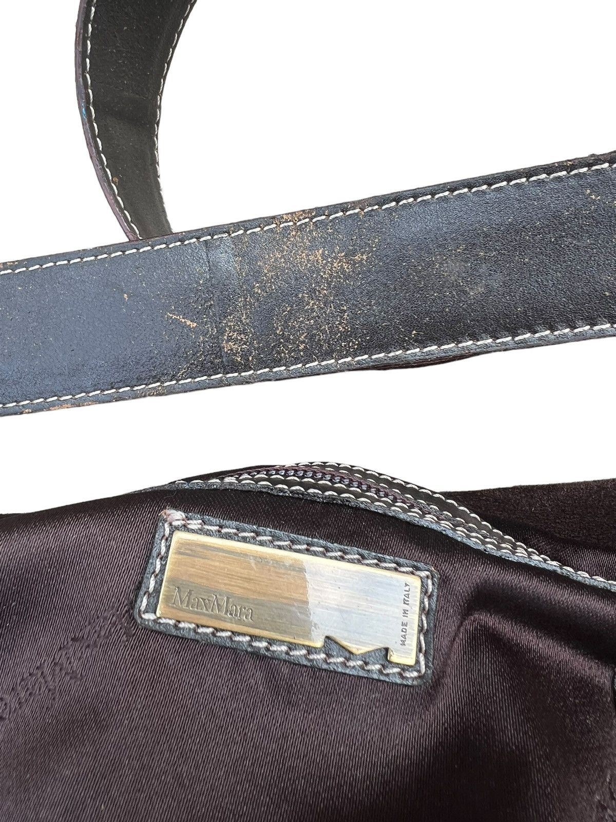 Leather × Vintage Vintage MaxMara Brown Suede Leather Large Shoulder Bag Size ONE SIZE - 19 Thumbnail