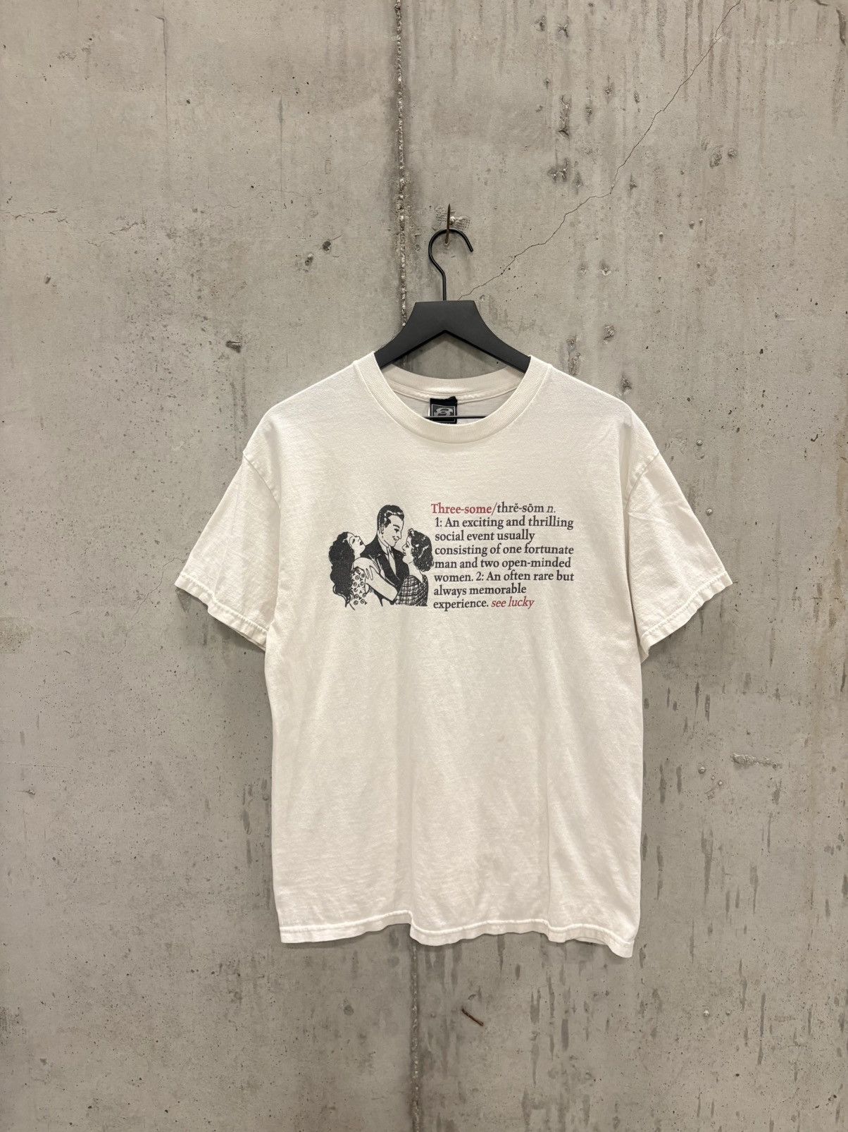 Vintage Vintage Threesome Shirt Funny Faded Thrashed Grunge Band Size US L / EU 52-54 / 3 - 1 Thumbnail