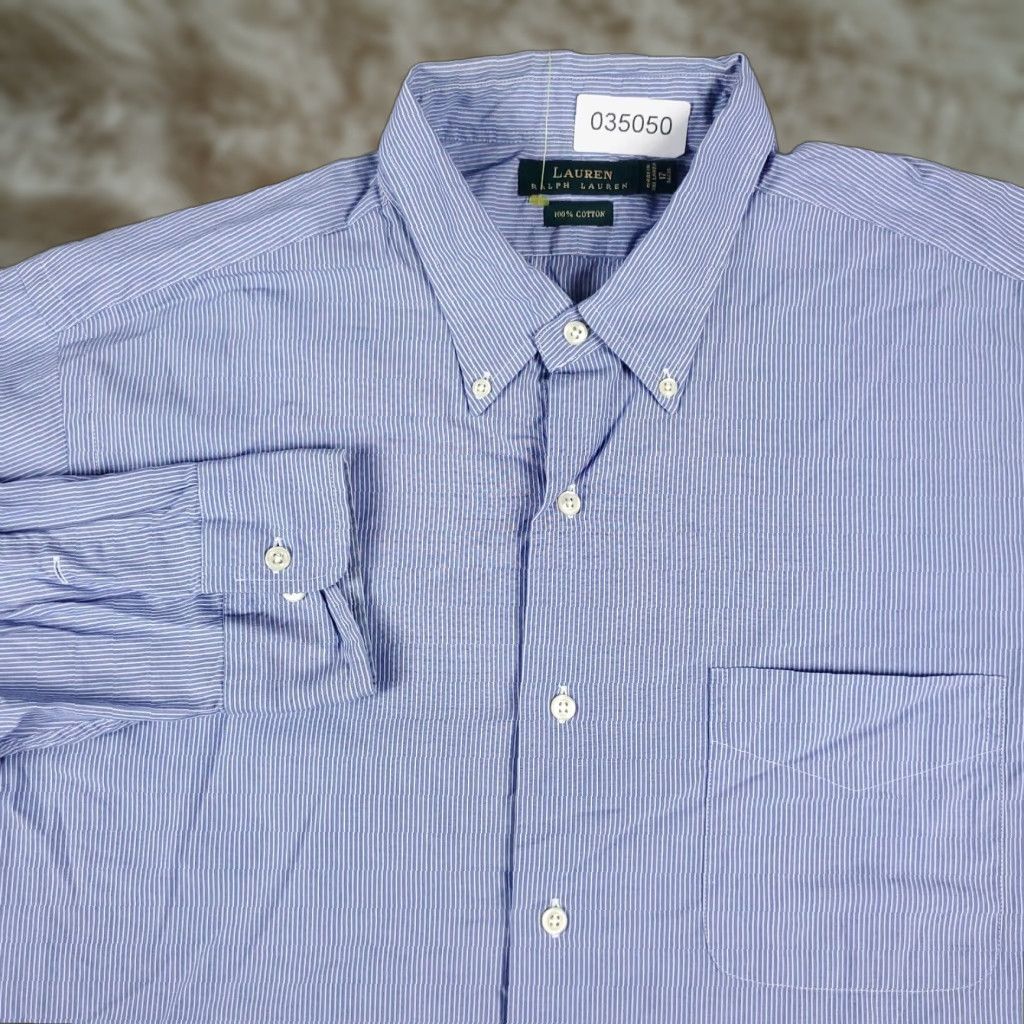 Nautica Nautica Dress Shirt Mens 17 Blue Striped Button Up Long Sleeve Adult Regular Size 17 Blue Striped Formal Casual Wedding Mens Size 46R - 1 Thumbnail
