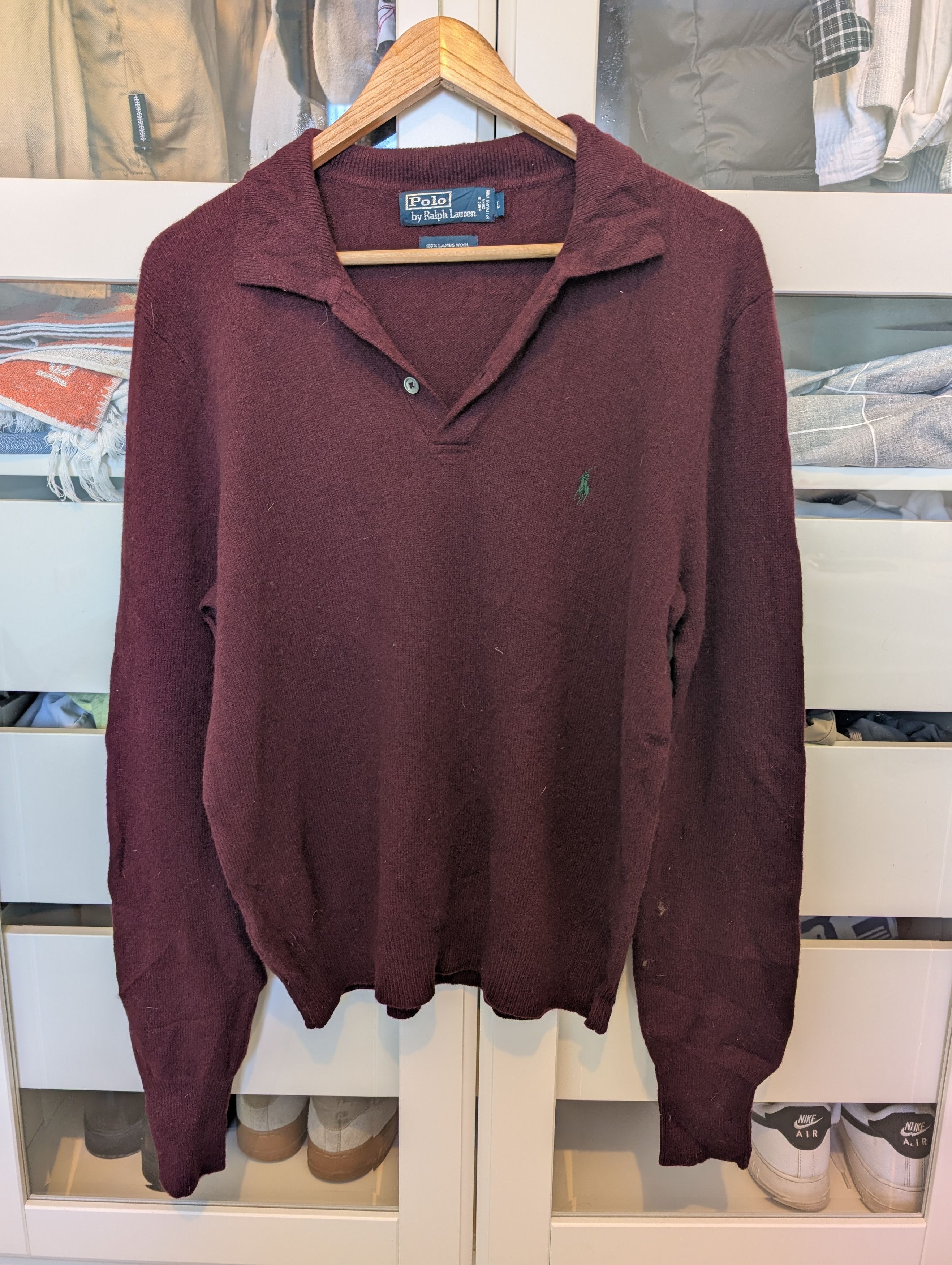 Polo Ralph Lauren Vintage Ralph Lauren Lambswool Polo Sweater - Italian Yarn Size US L / EU 52-54 / 3 - 1 Thumbnail