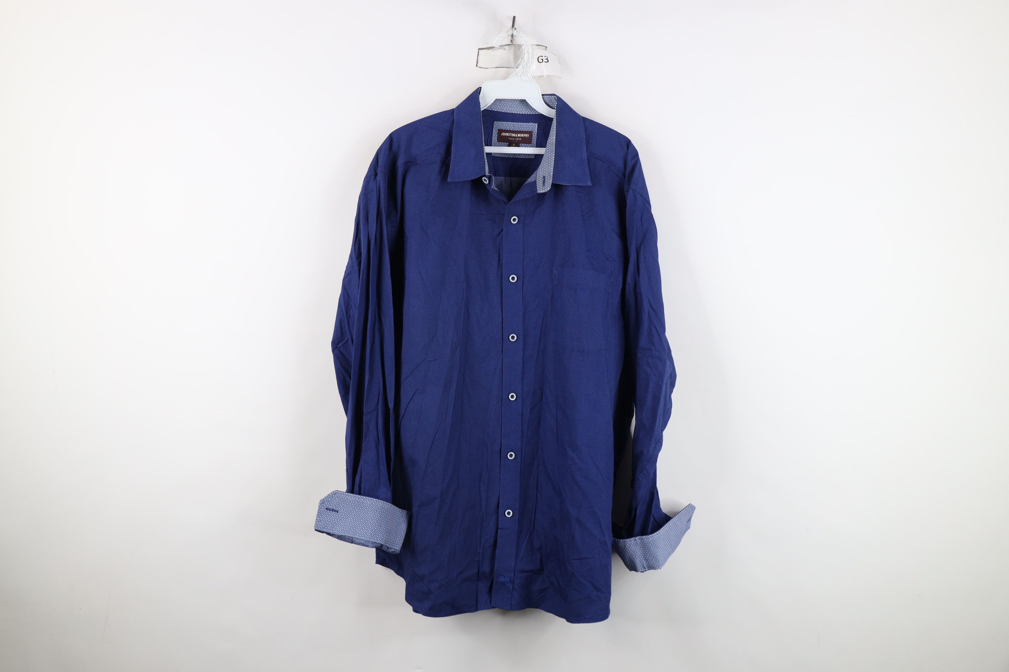 Johnston & Murphy Johnston & Murphy Collared Button Shirt Blue Cotton Size US XL / EU 56 / 4 - 1 Thumbnail