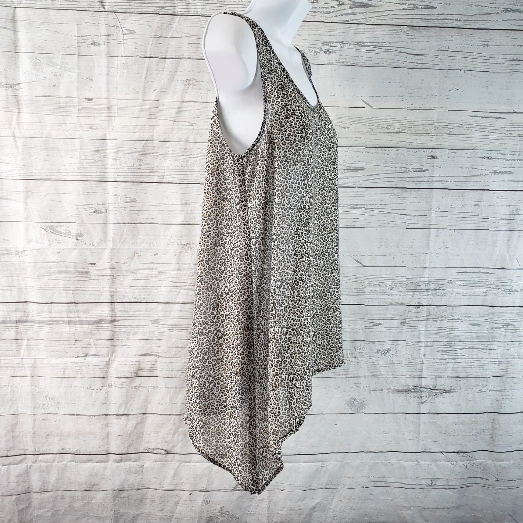 Vintage Daniel Rainn Womens Tank Top Size Small Brown Black Animal Print Sheer Scoop Neck Sleeveless Shirt | Womens Tank Top | Daniel Rainn Size S / US 4 / IT 40 - 3 Thumbnail