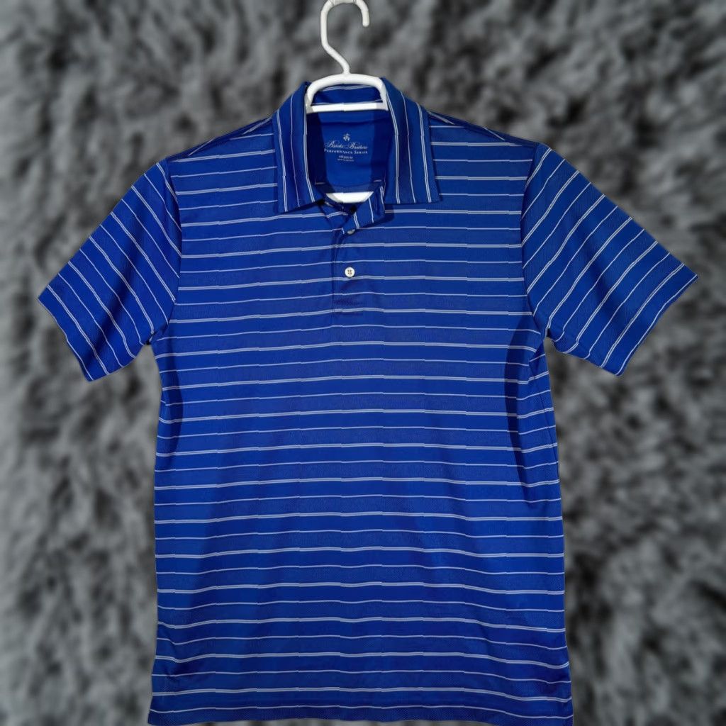Brooks Brothers Brooks Brothers Polo Shirt Mens Medium Blue Striped Performance Golf Casual Polo Shirt Mens M Blue Striped Brooks Brothers Size US M / EU 48-50 / 2 - 1 Thumbnail