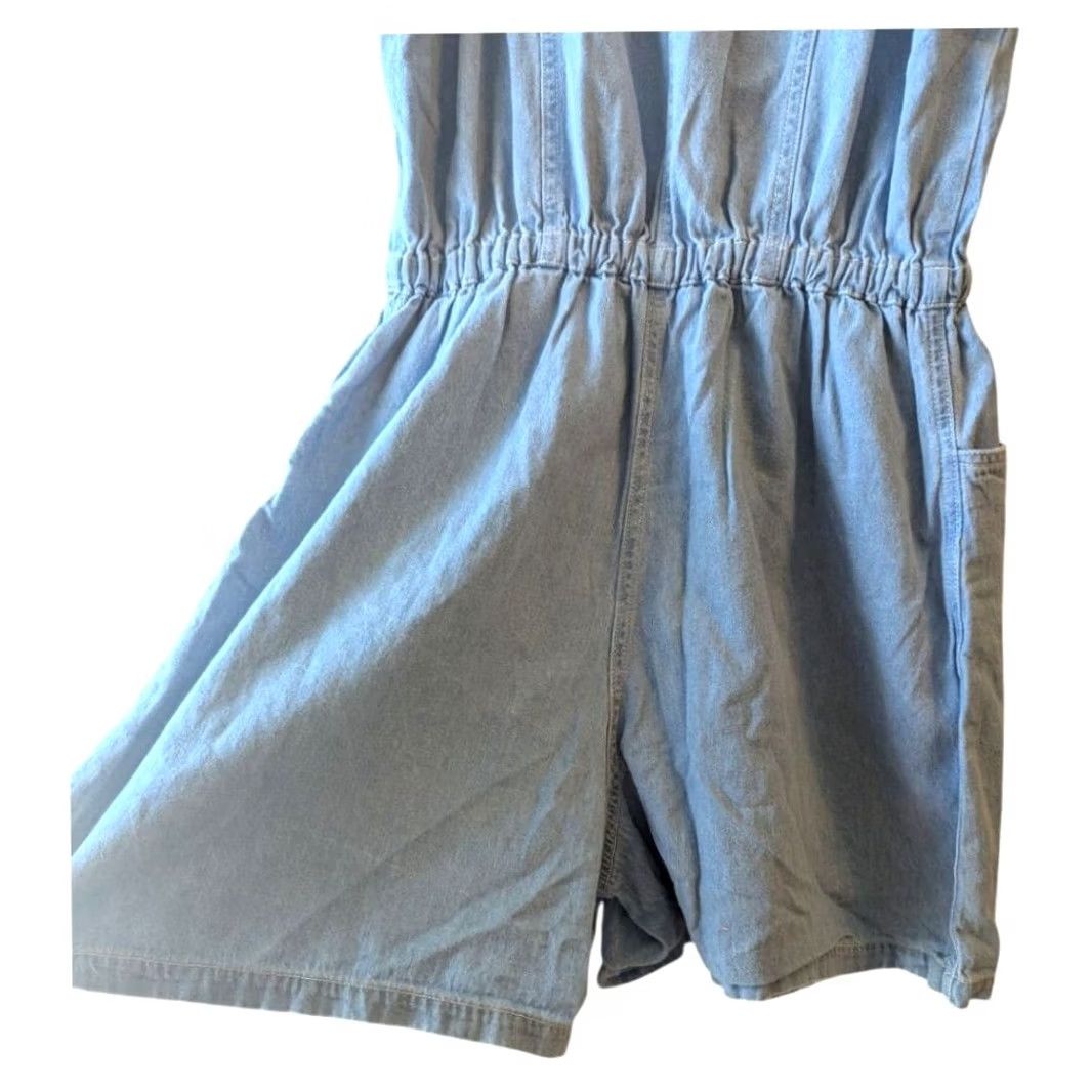 Vintage AIM Sport Romper One-Piece Womens Sz Med Chambray 100% Cotton Cinch Waist Y2K EUC Blue VTG Men’s? Size 32" / US 10 / IT 46 - 4 Thumbnail