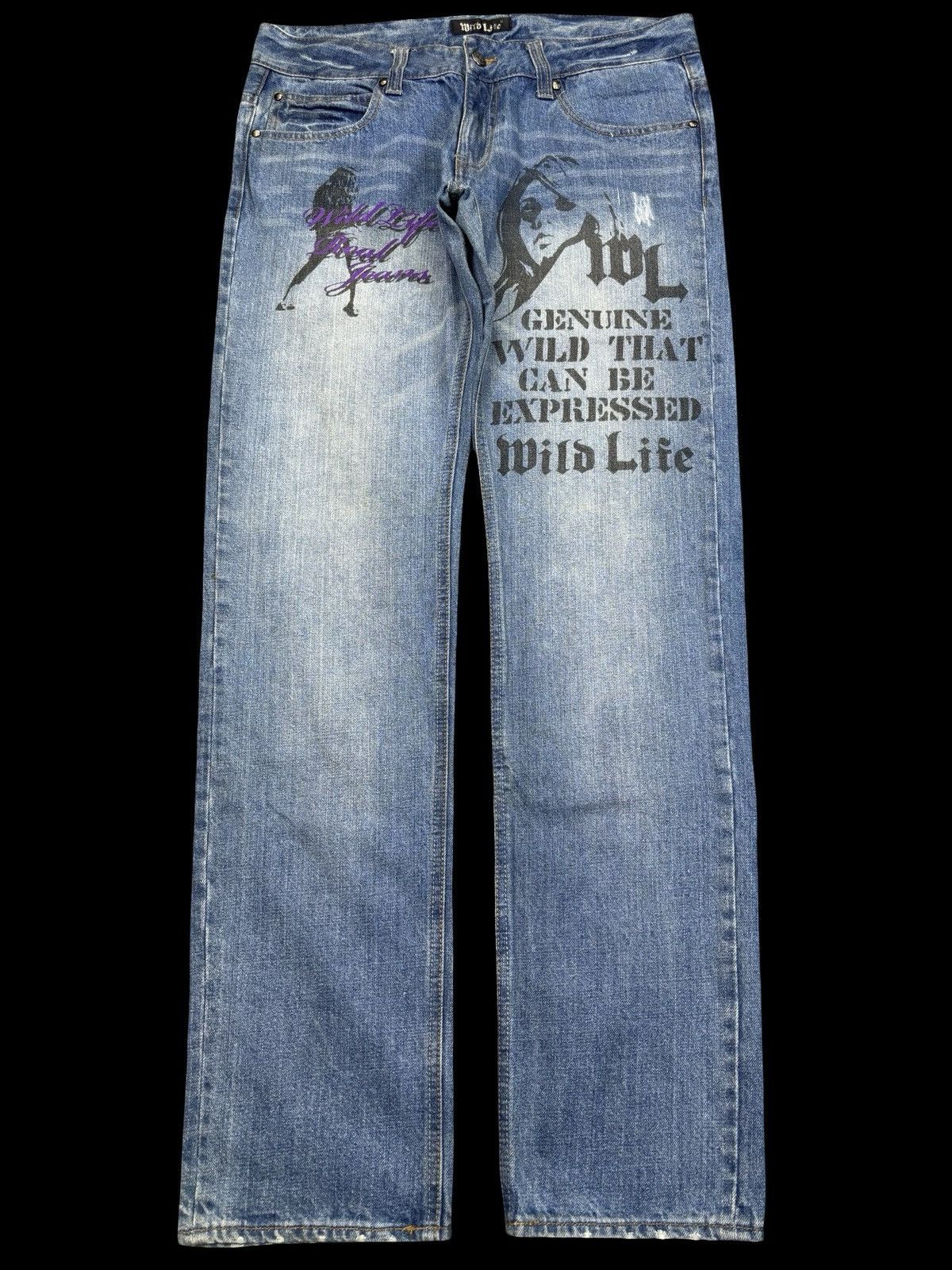 Japanese Brand STATEMENT DENIM🔥Wild Life Japan Hysteric Style Denim F878 Size US 33 - 1 Thumbnail
