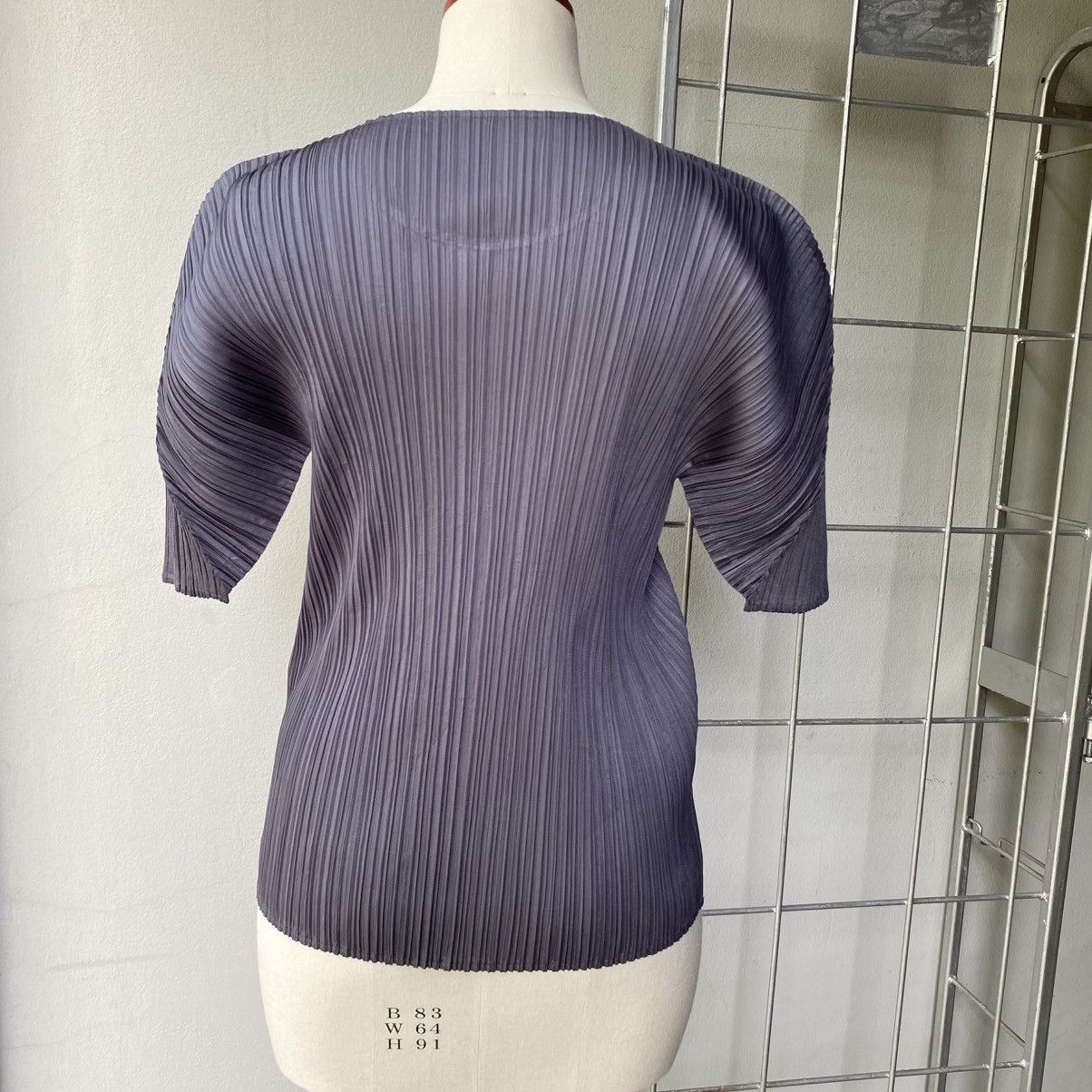 PLEATS PLEASE Charcoal Pleated Sculpted Top
