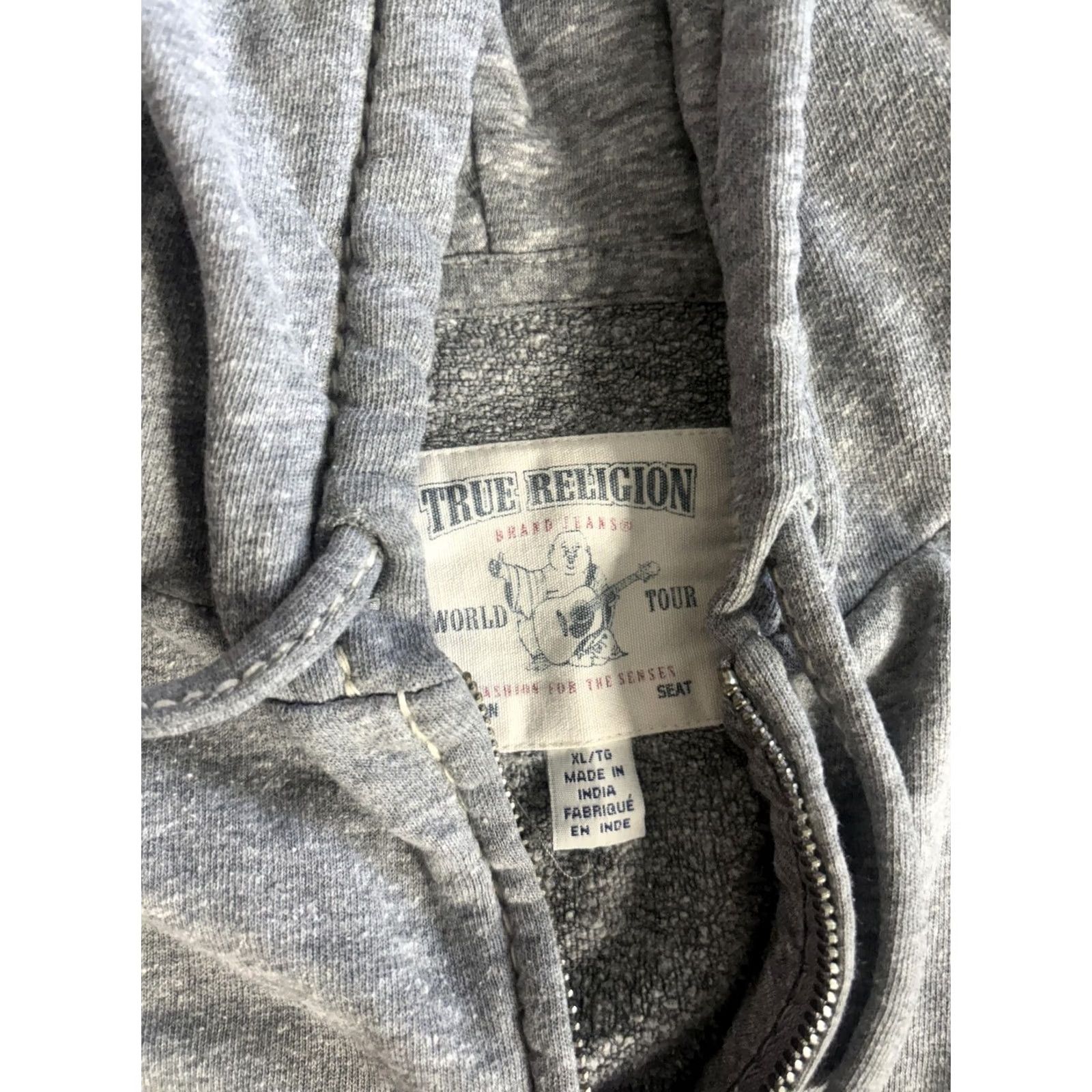 True Religion VINTAGE True Religion Hoodie Mens XL Gray Full Zip Jersey Horseshoe Logo Sweatshirt Size US XL / EU 56 / 4 - 3 Thumbnail
