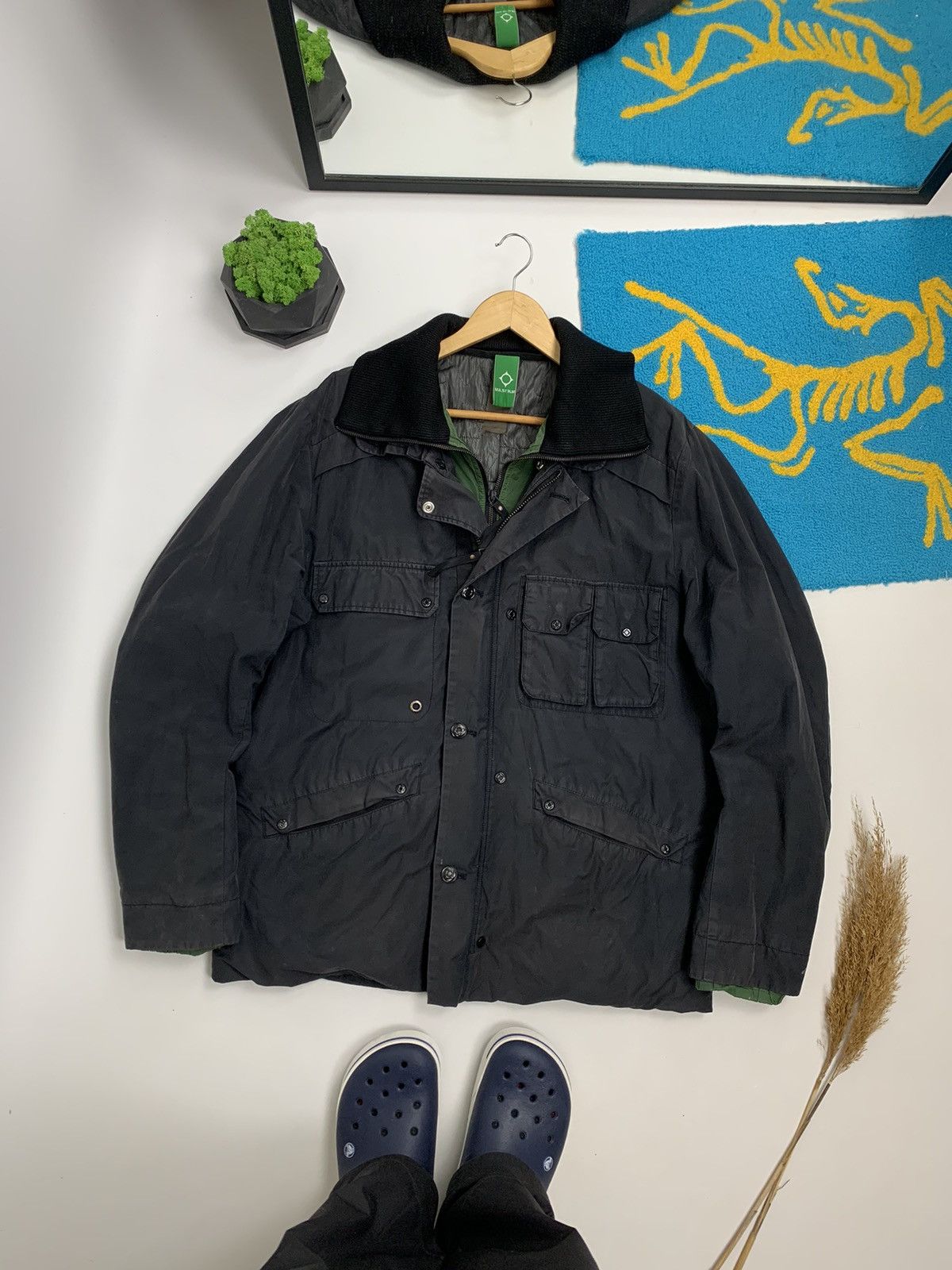 image of Vintage Ma Strum Multipocket Double Neck Heavy Jacket in Navy, Men's (Size XL)