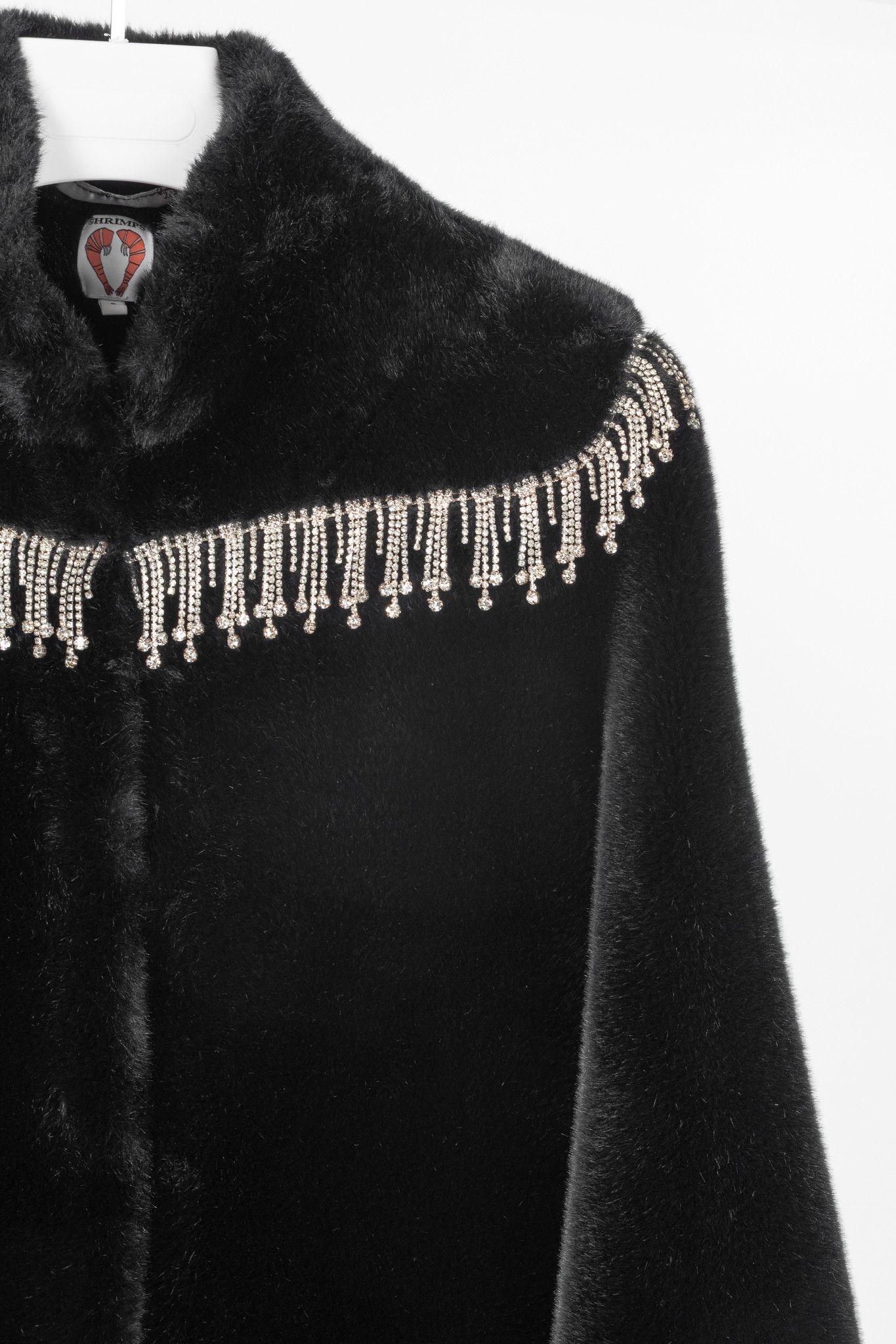 Shrimps Shrimps Dexter Black Faux Fur Crystal-Embellished Jacket Size S / US 4 / IT 40 - 5 Thumbnail