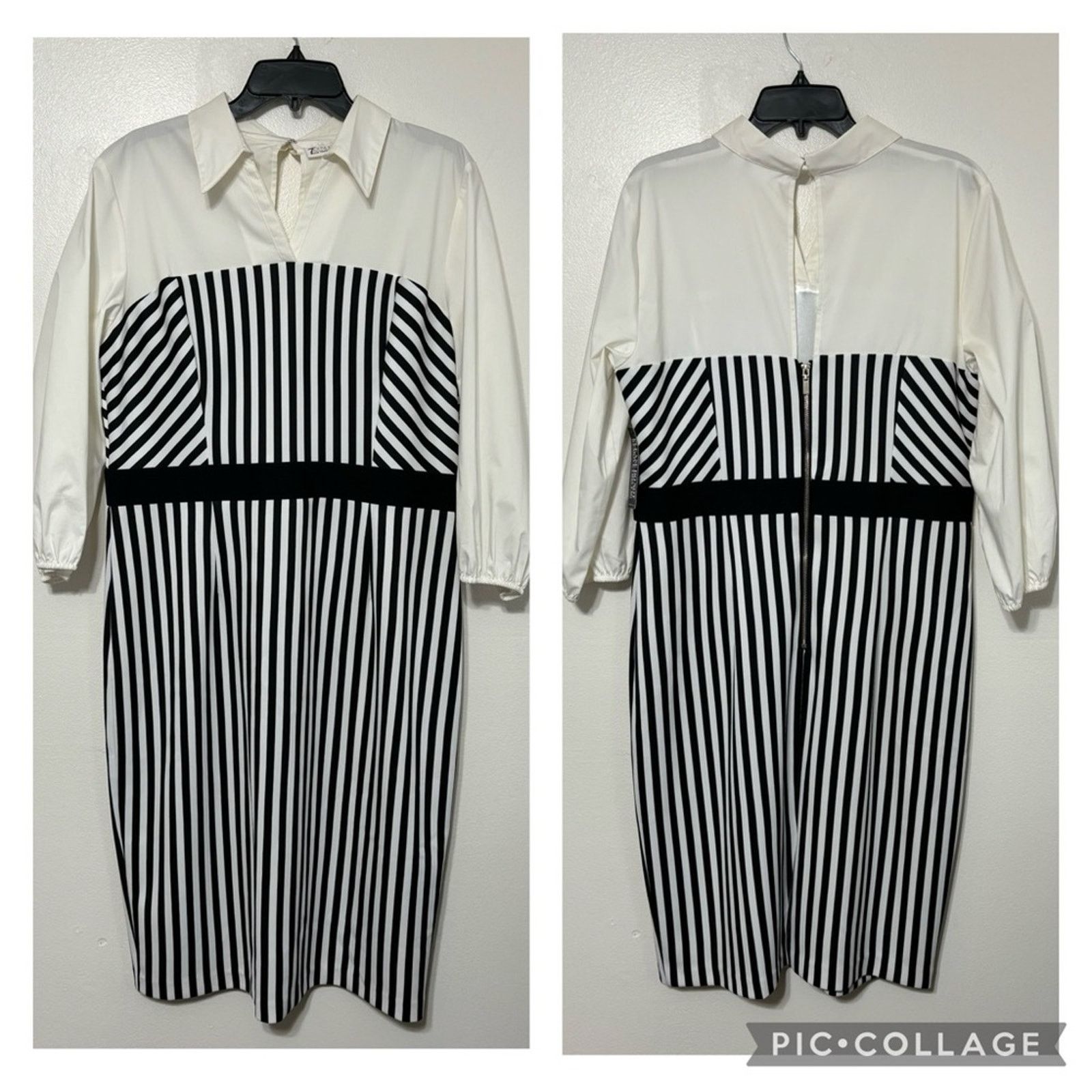 Other NY&C 7th Avenue Navy White Striped Dress XL NWT 3/4 Sleeve Size XL / US 12-14 / IT 48-50 - 12 Thumbnail