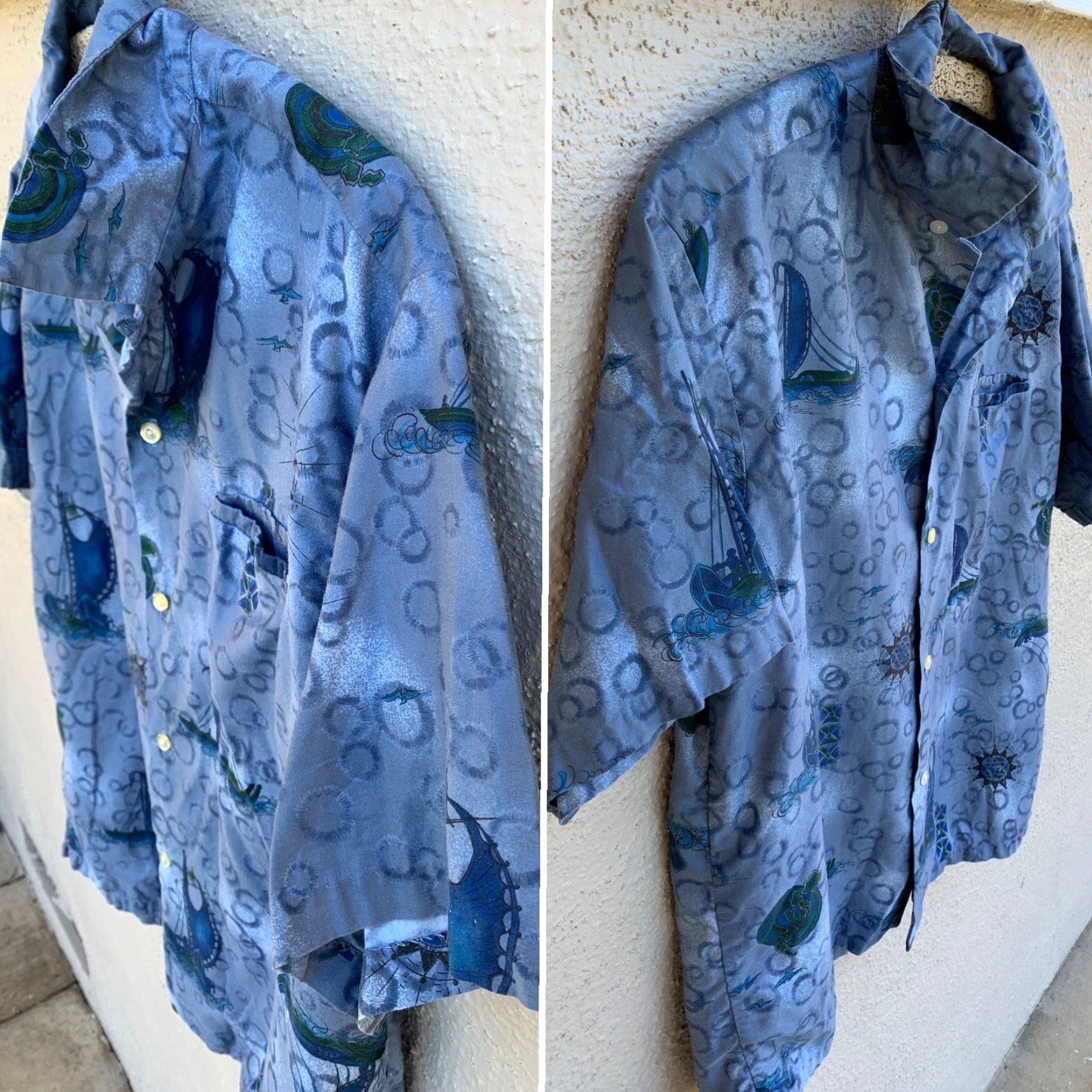 ALOHAS VINTAGE Tropicana Hawaiian Shirt Short Sleeve L Blue Loop Collar Aloha Tiki Made In Honolulu Hawaii Tropicana Look: Sportswear/Beach Size US L / EU 52-54 / 3 - 7 Thumbnail