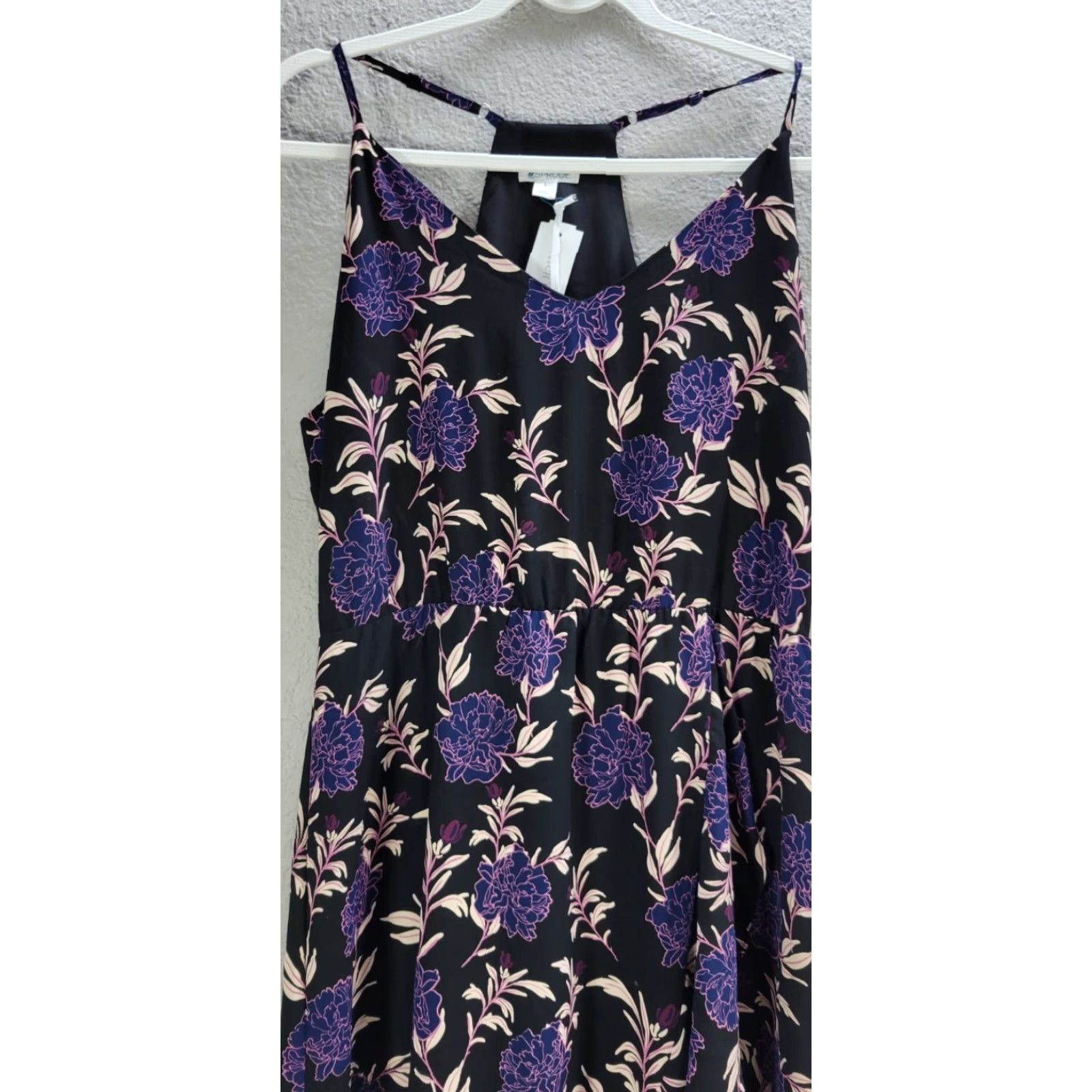 Market Market & Spruce Carmen Black Purple Floral Sundress L NWT Sleeveless Spaghetti Ruffle High Low Maxi Dress Womens Size L / US 10 / IT 46 - 5 Thumbnail