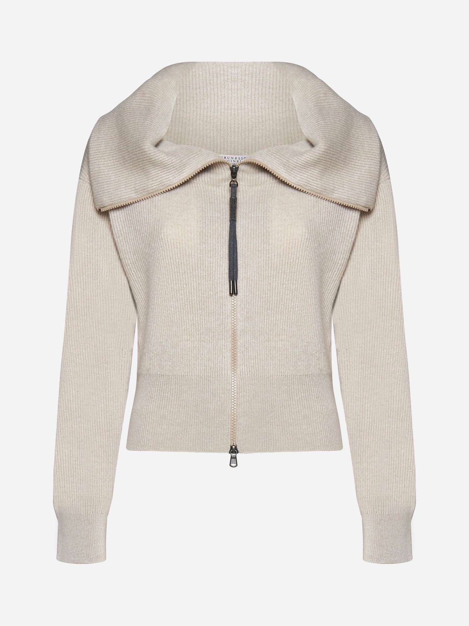 Brunello Cucinelli o1y0725 Cardigan in Beige Size L / US 10 / IT 46 - 1 Thumbnail