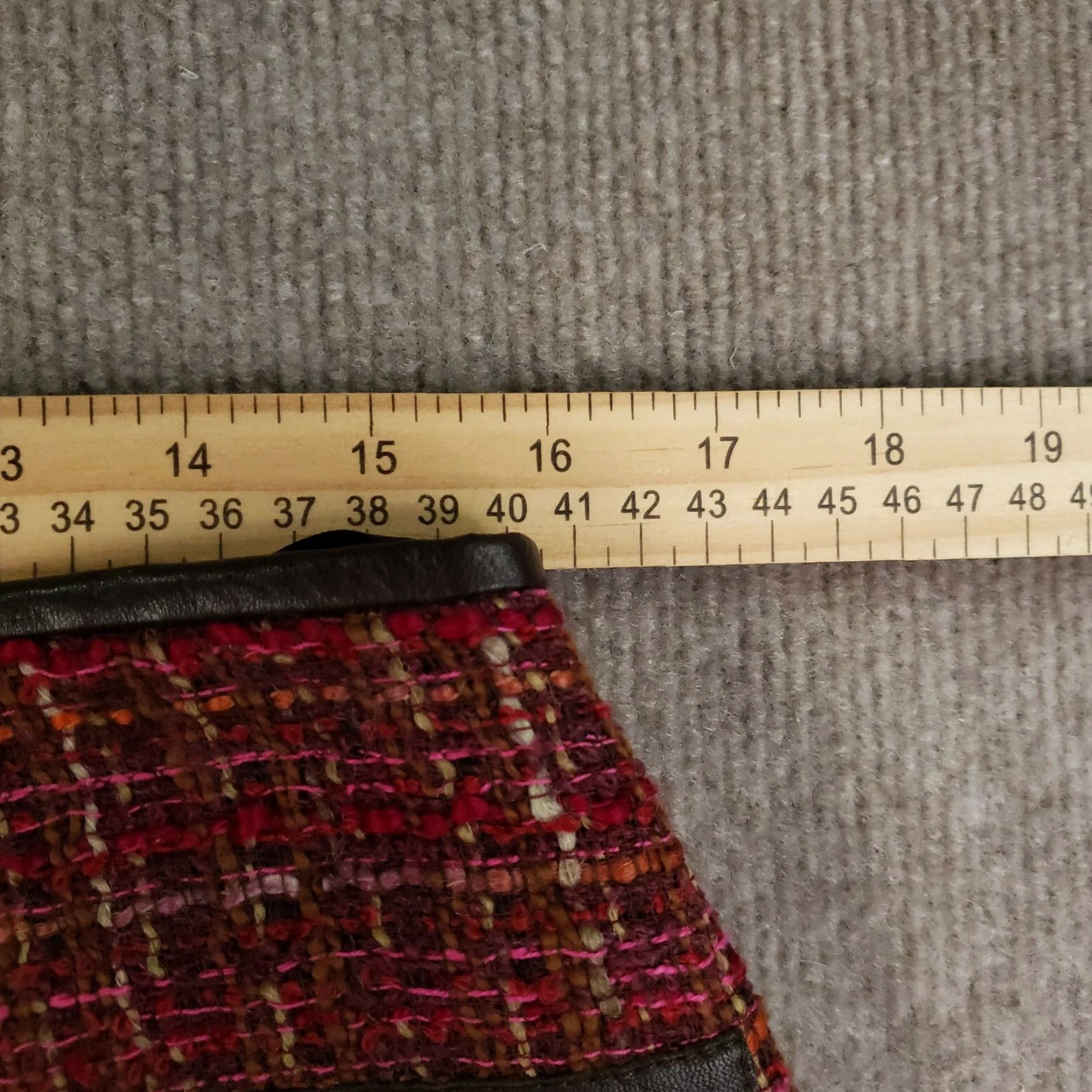 Vintage Lafayette 148 NY Pencil Skirt Women Size 12 Red Boucle Tweed Fringe Lined Knee Length Classic Women Size 34" / US 12 / IT 48 - 3 Thumbnail